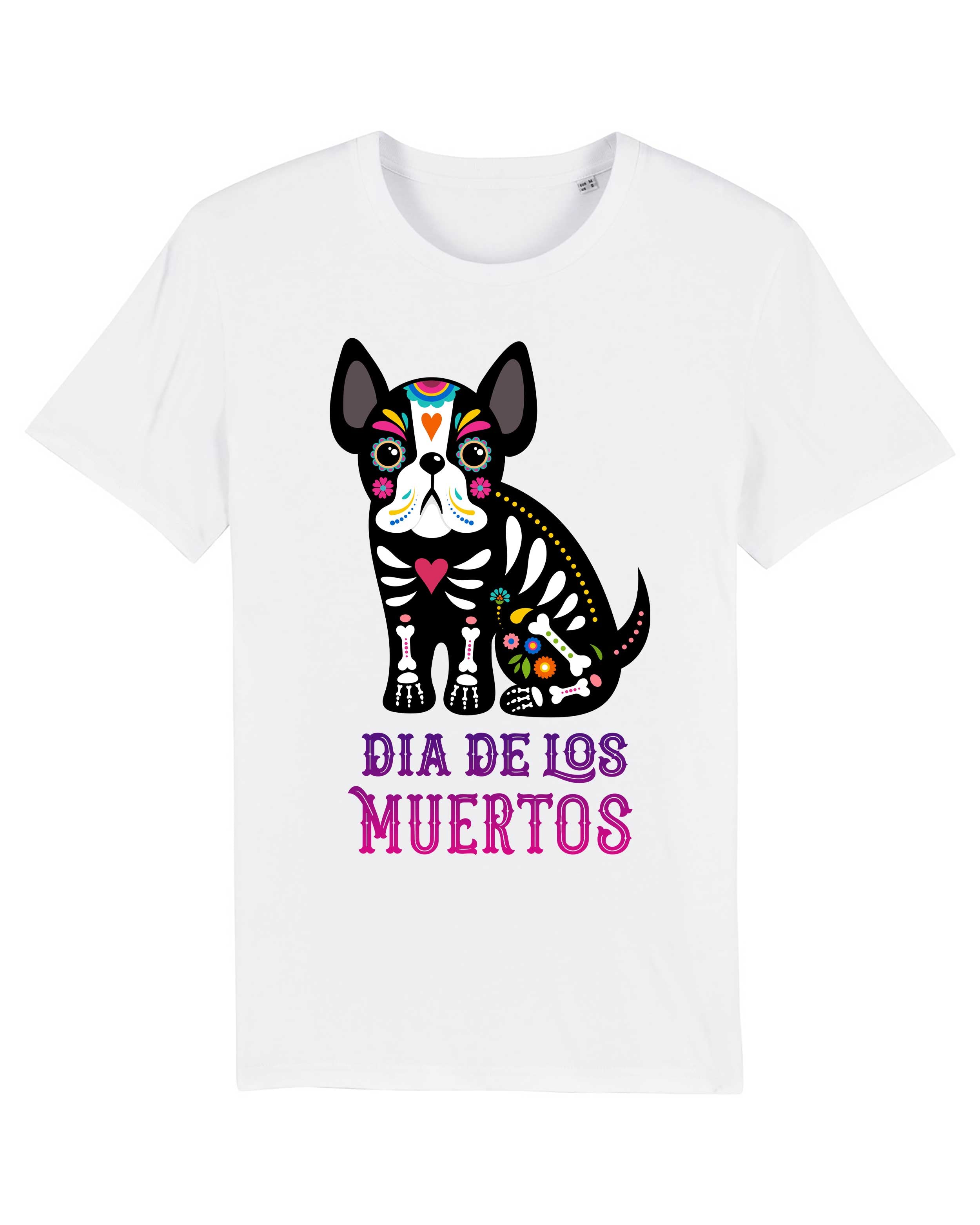 T-Shirt Dia de los Muertos Hund, Bio-Baumwolle, Unisex, Damen, Kids
