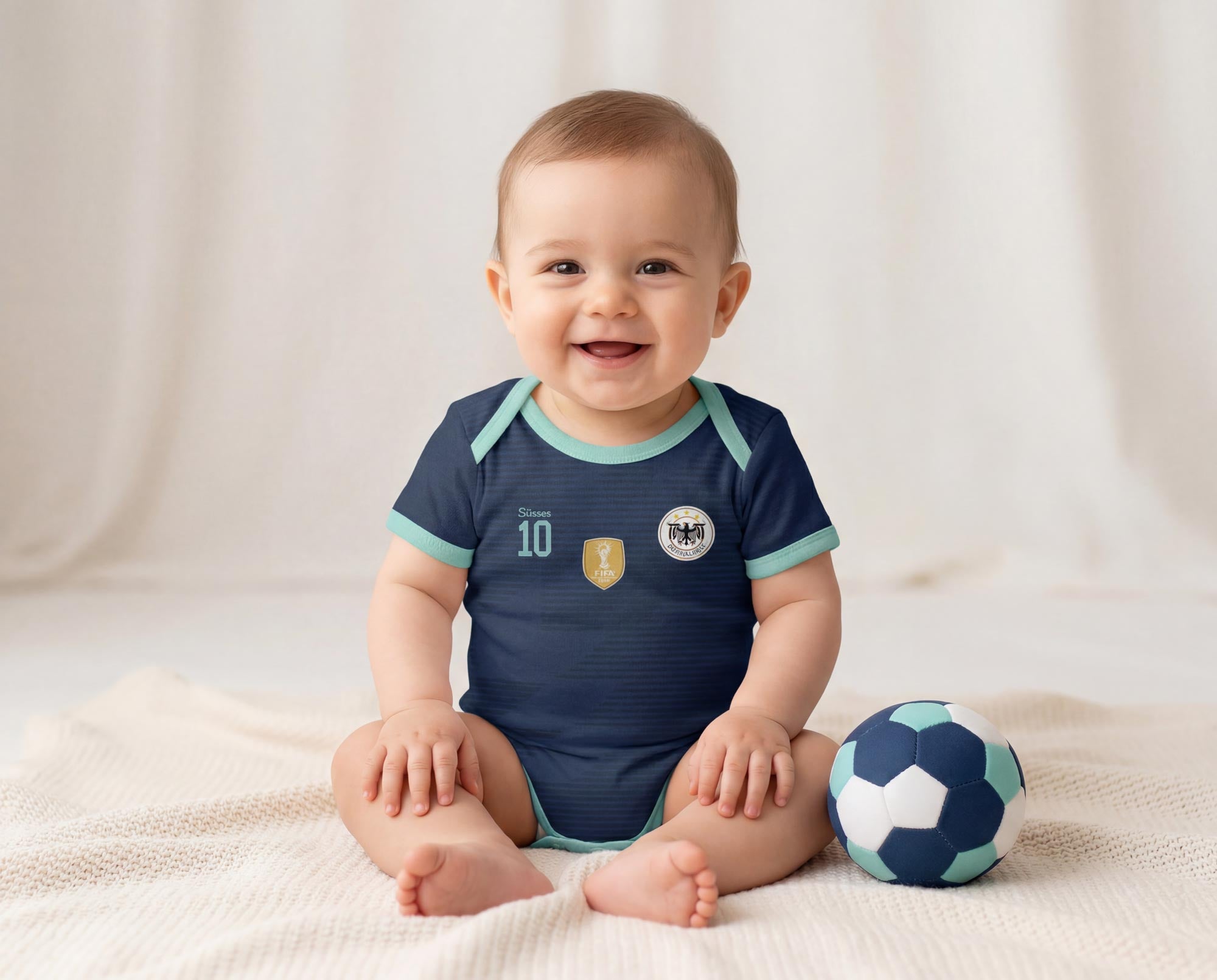 Deutschland WM2026 Auswärts Bio-Baumwolle Baby Body Trikot inkl. Name und Nummer (Druck)