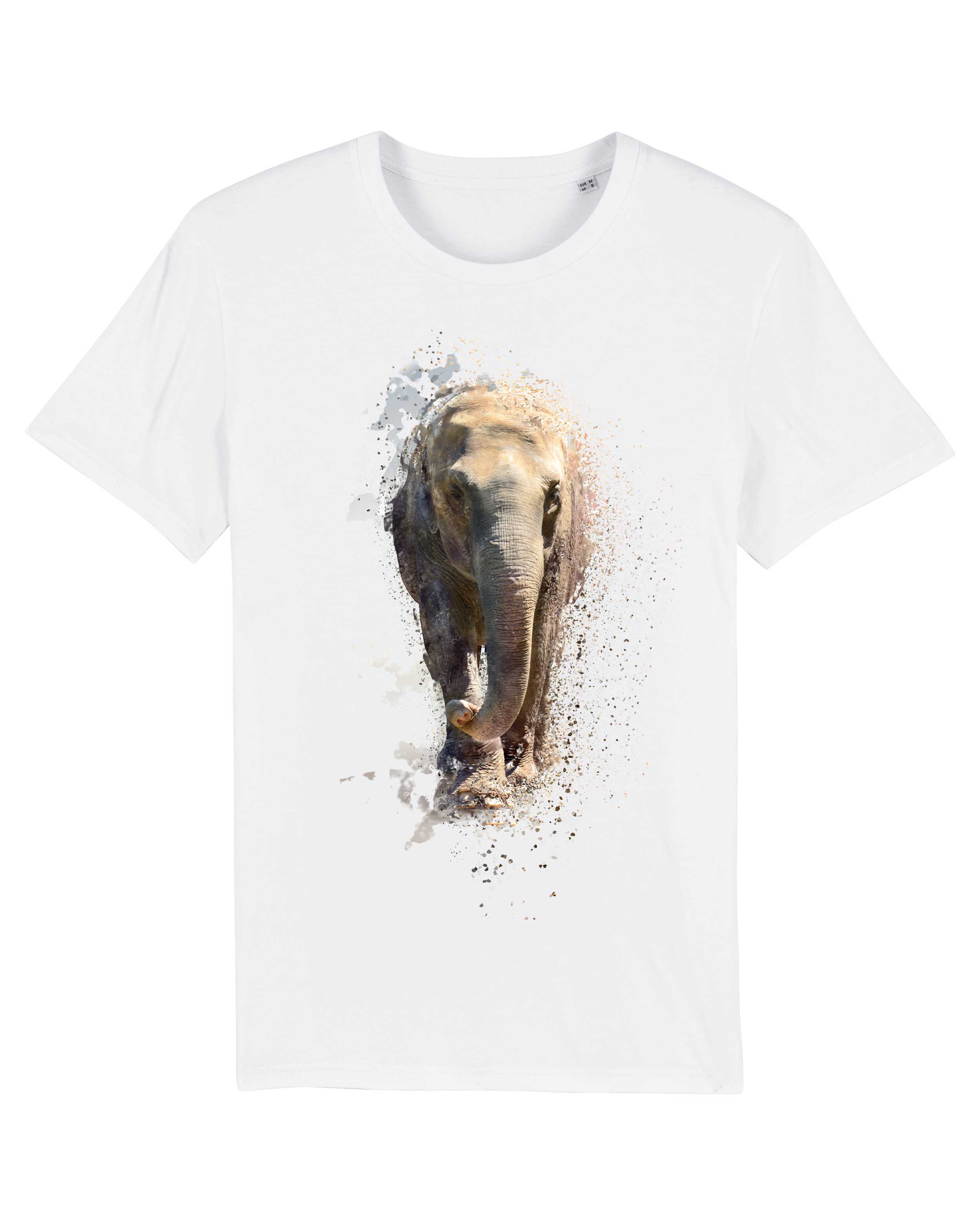 T-Shirt Elefant Illustration weiss Tiere, Bio-Baumwolle, Unisex, Damen, Kids