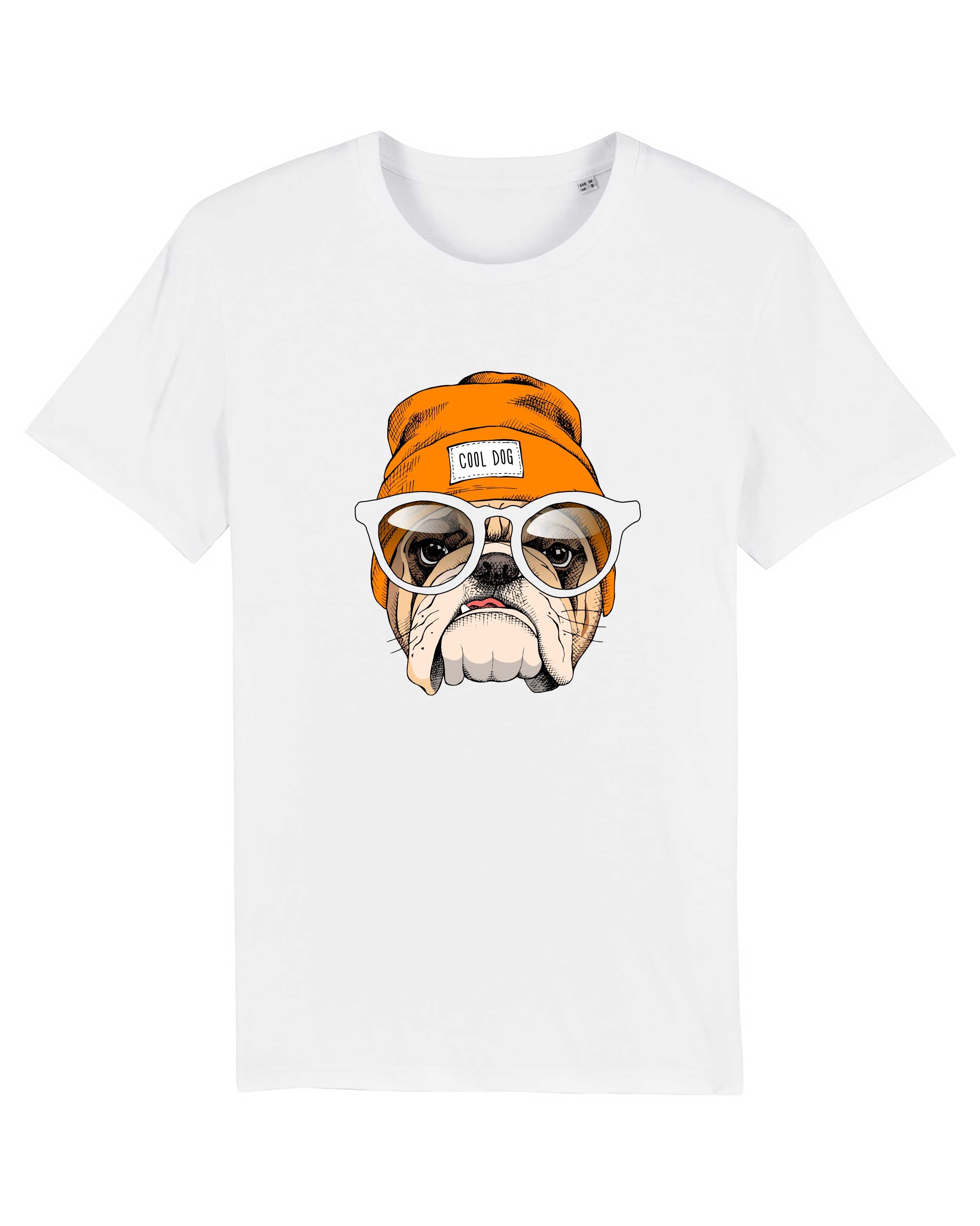 T-Shirt Hipster Bulldogge, Bio-Baumwolle, Unisex, Damen, Kids