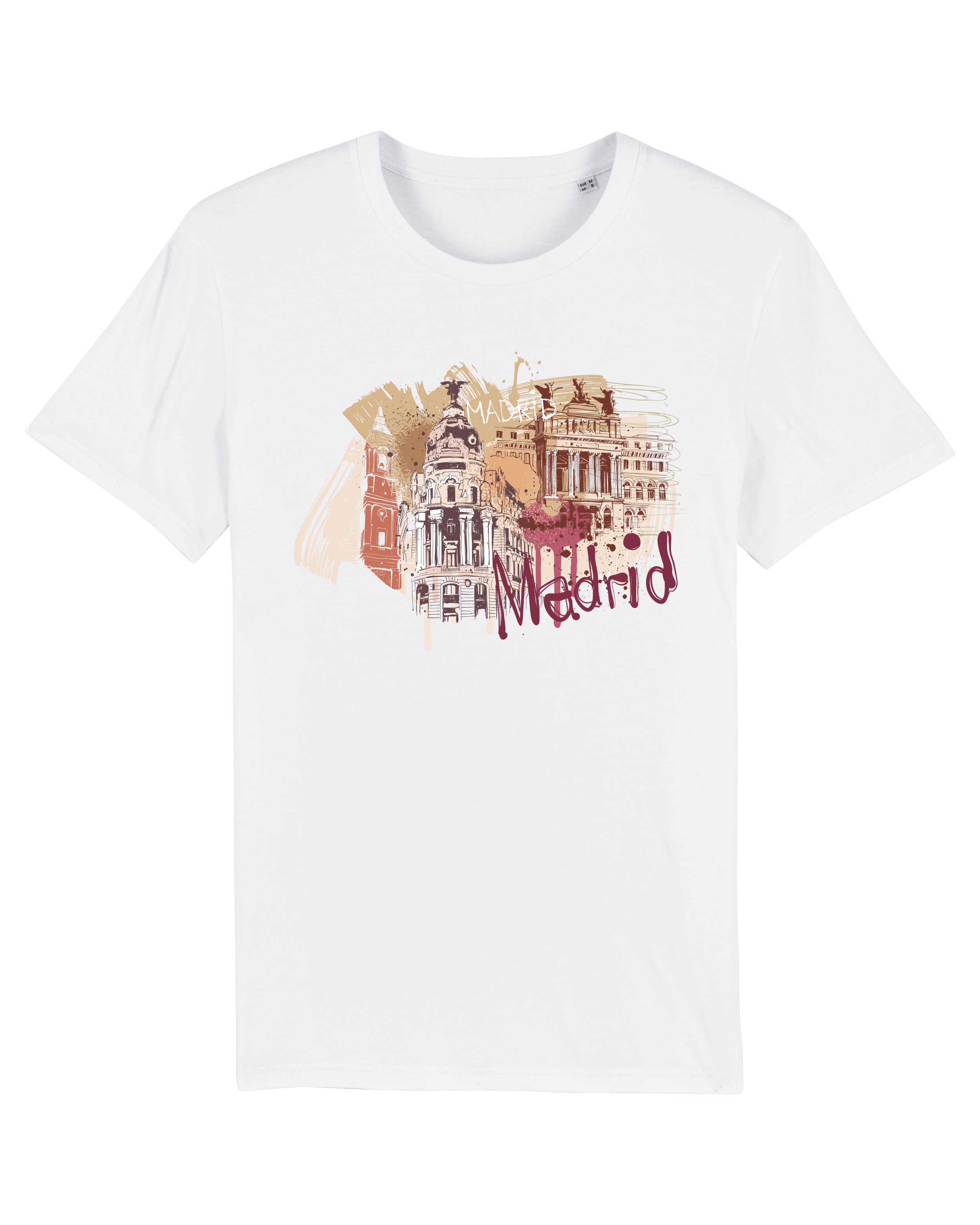 T-Shirt Madrid Illustration Stadt, Bio-Baumwolle, Unisex, Damen, Kids