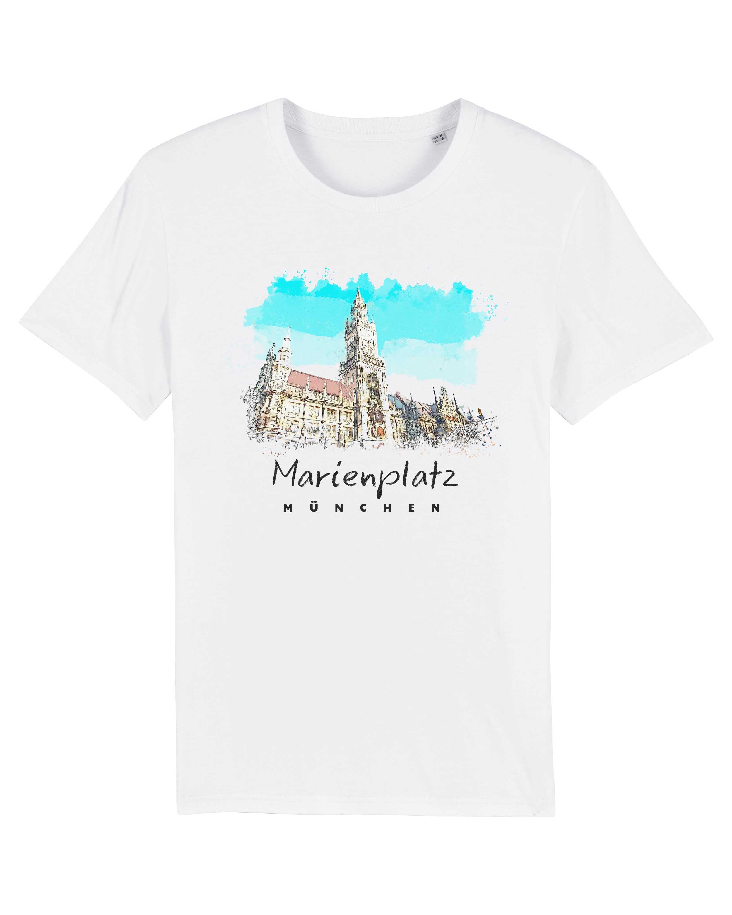 T-Shirt Marienplatz München Stadt, Bio-Baumwolle, Unisex, Damen, Kids
