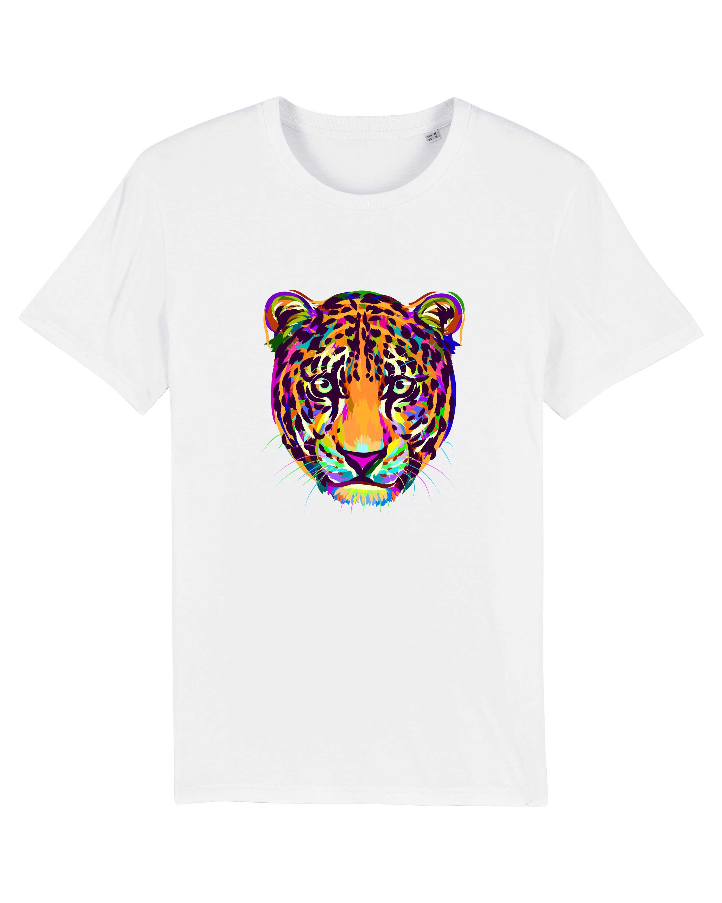 T-Shirt Panther Illustration Weiss Tiere, Bio-Baumwolle, Unisex, Damen, Kids