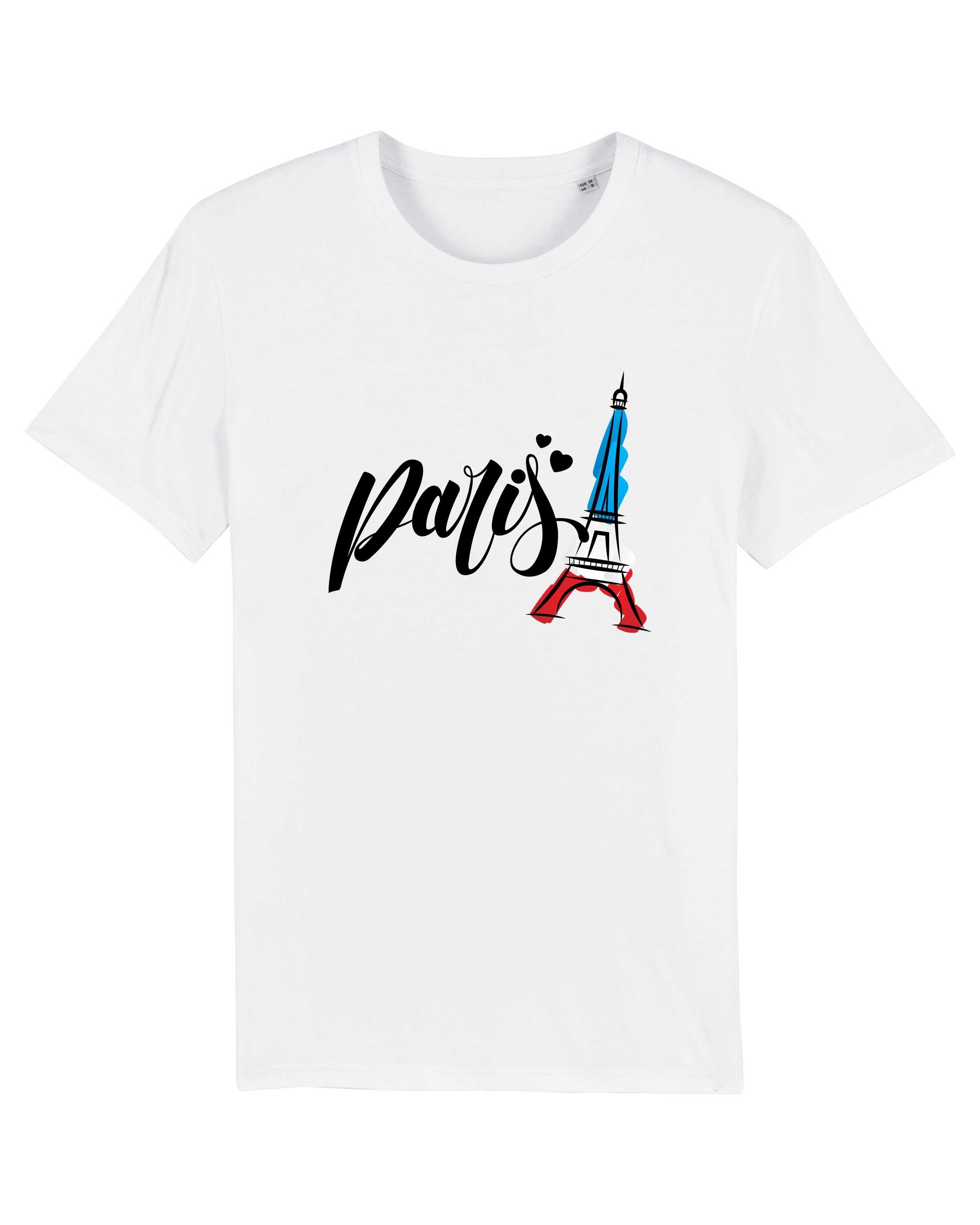 T-Shirt Paris Eiffelturm Stadt, Bio-Baumwolle, Unisex, Damen, Kids