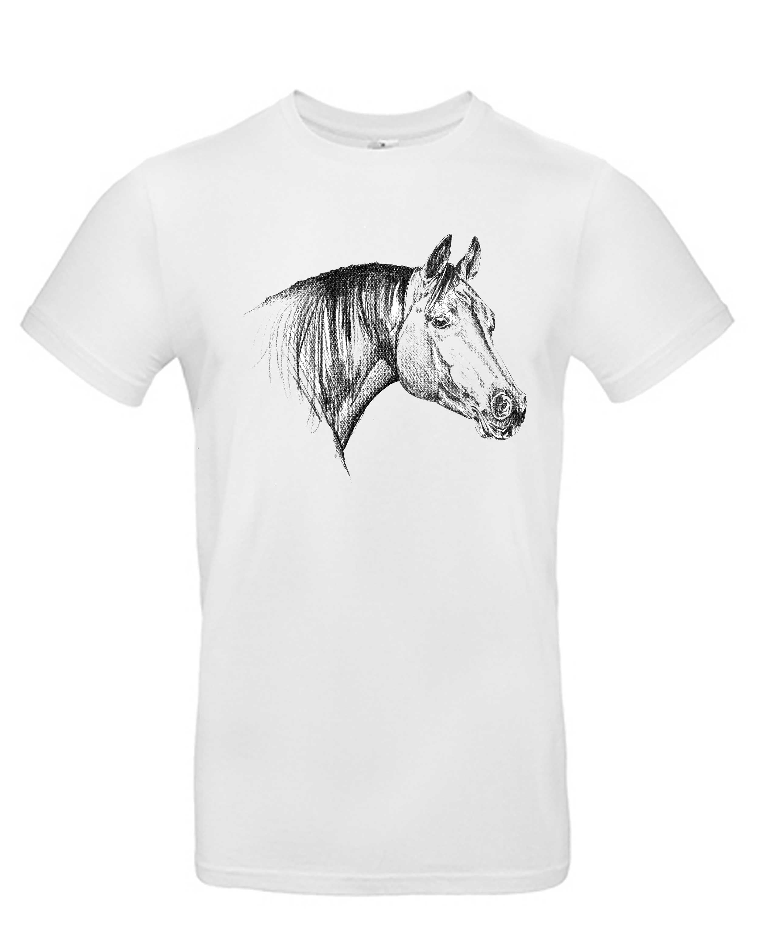 T-Shirt Zeichnung Pferd, Bio-Baumwolle, Unisex, Damen, Kids