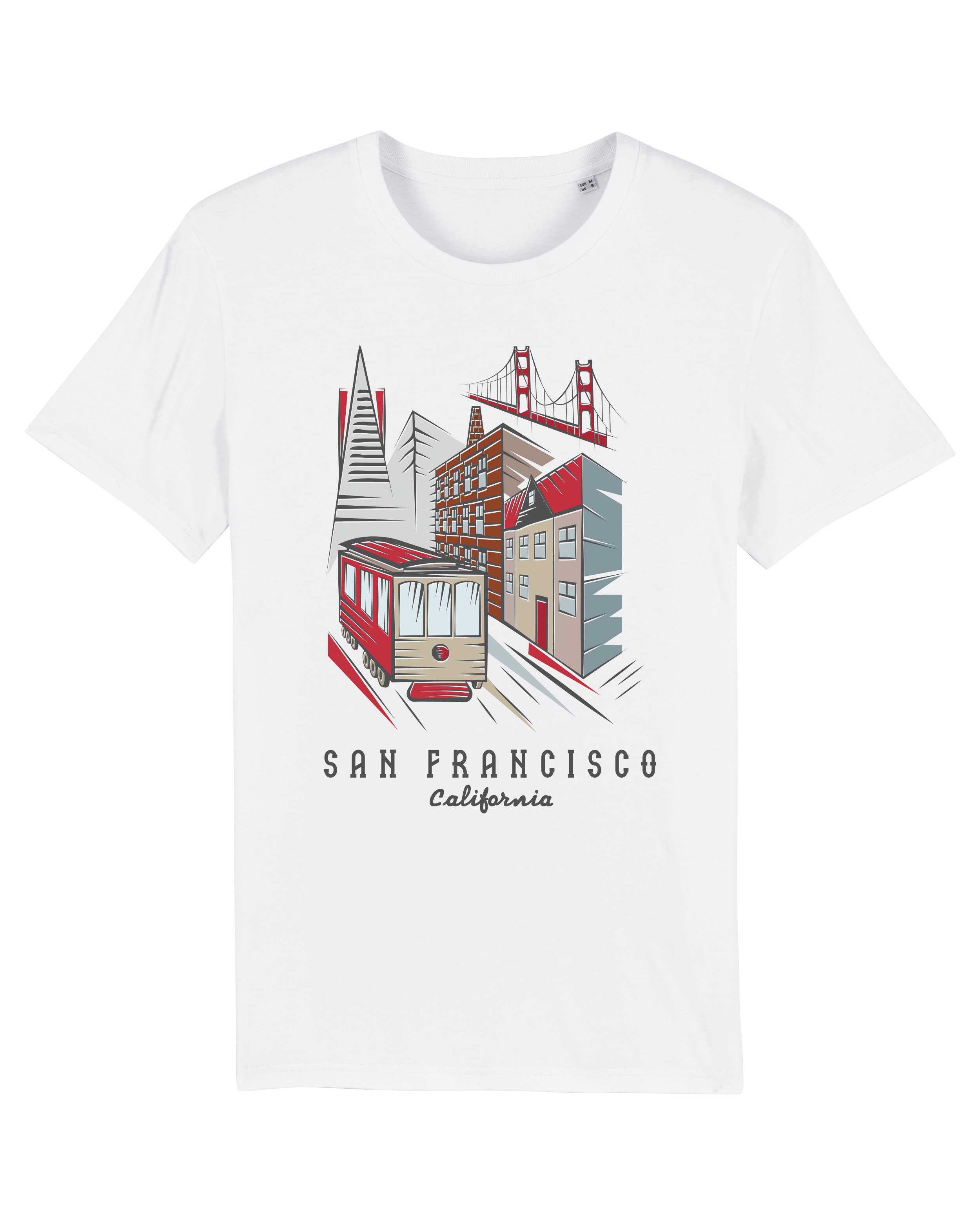 T-Shirt San Francisco Illustration Stadt, Bio-Baumwolle, Unisex, Damen, Kids