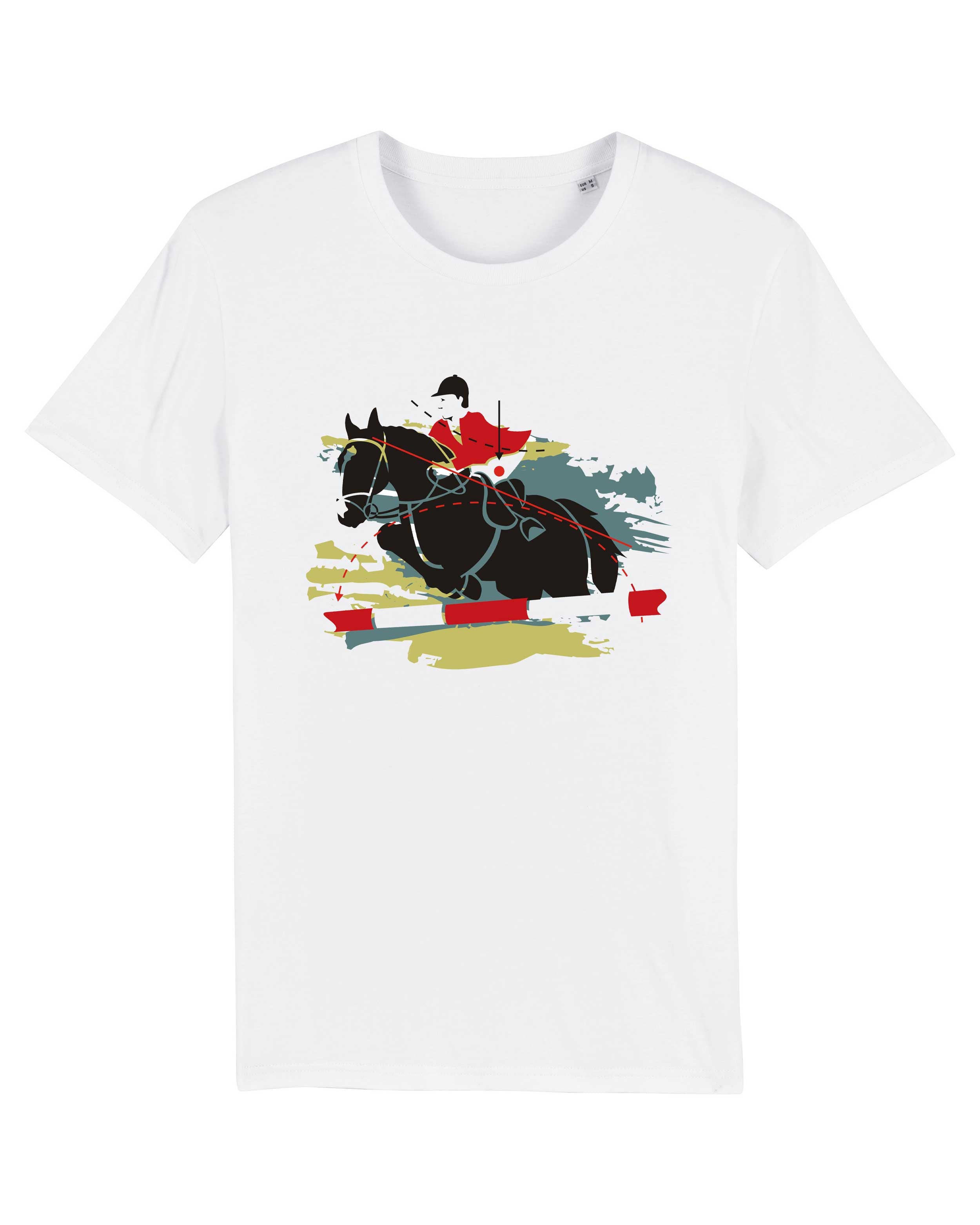 T-Shirt Springreiten Pferd, Bio-Baumwolle, Unisex, Damen, Kids