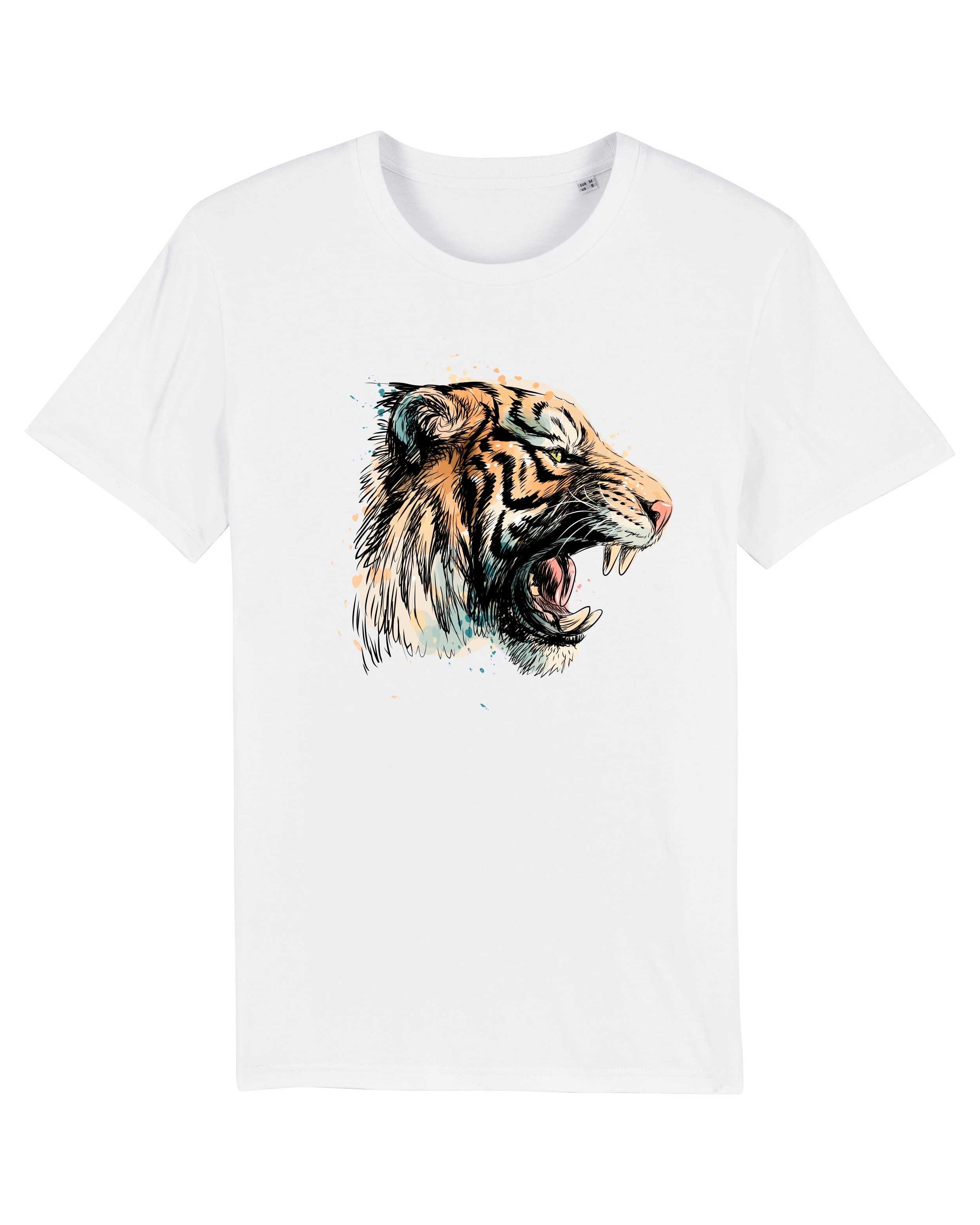 T-Shirt Tiger schwarz Tiere, Bio-Baumwolle, Unisex, Damen, Kids