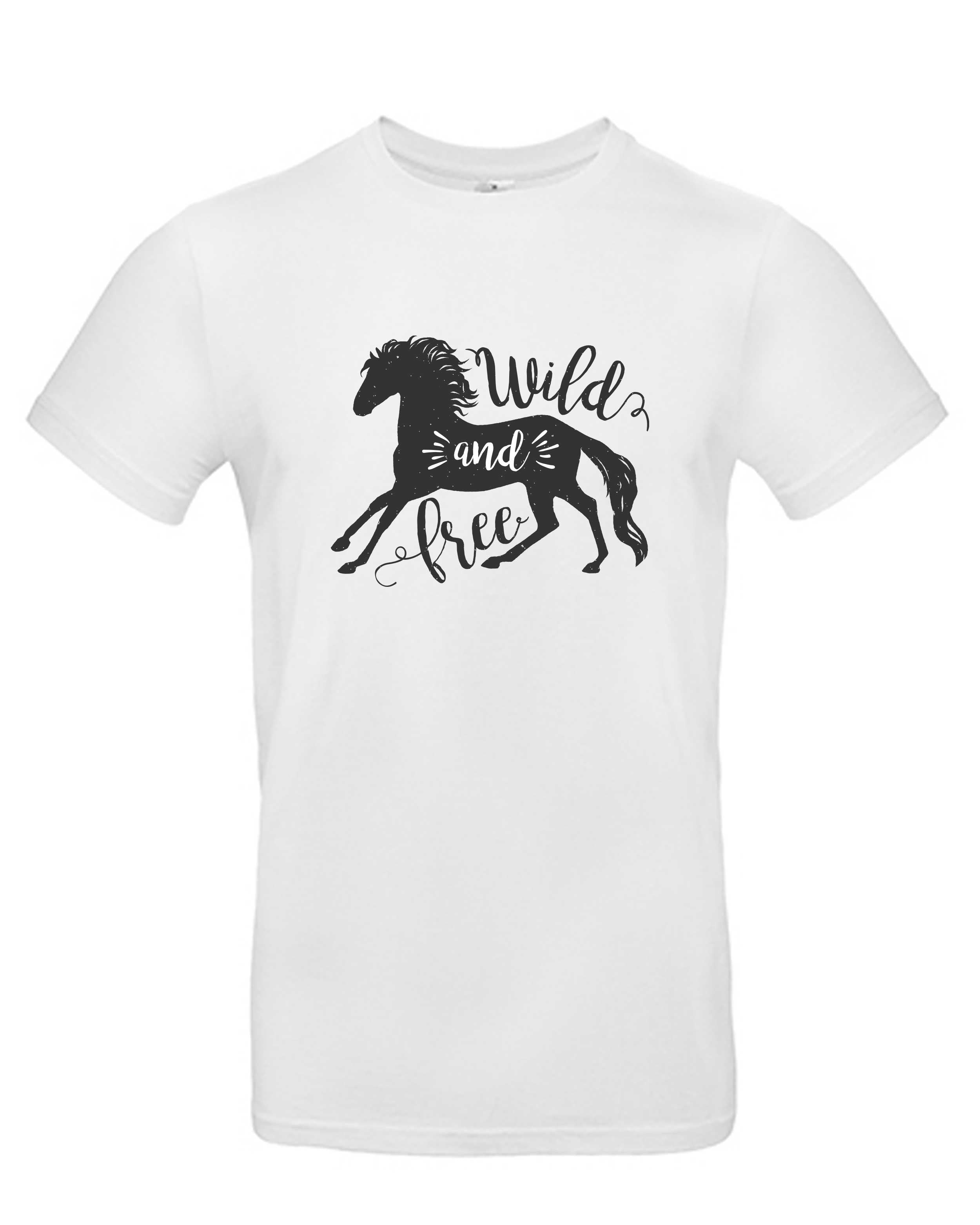 T-Shirt Wild and Free Pferd, Bio-Baumwolle, Unisex, Damen, Kids