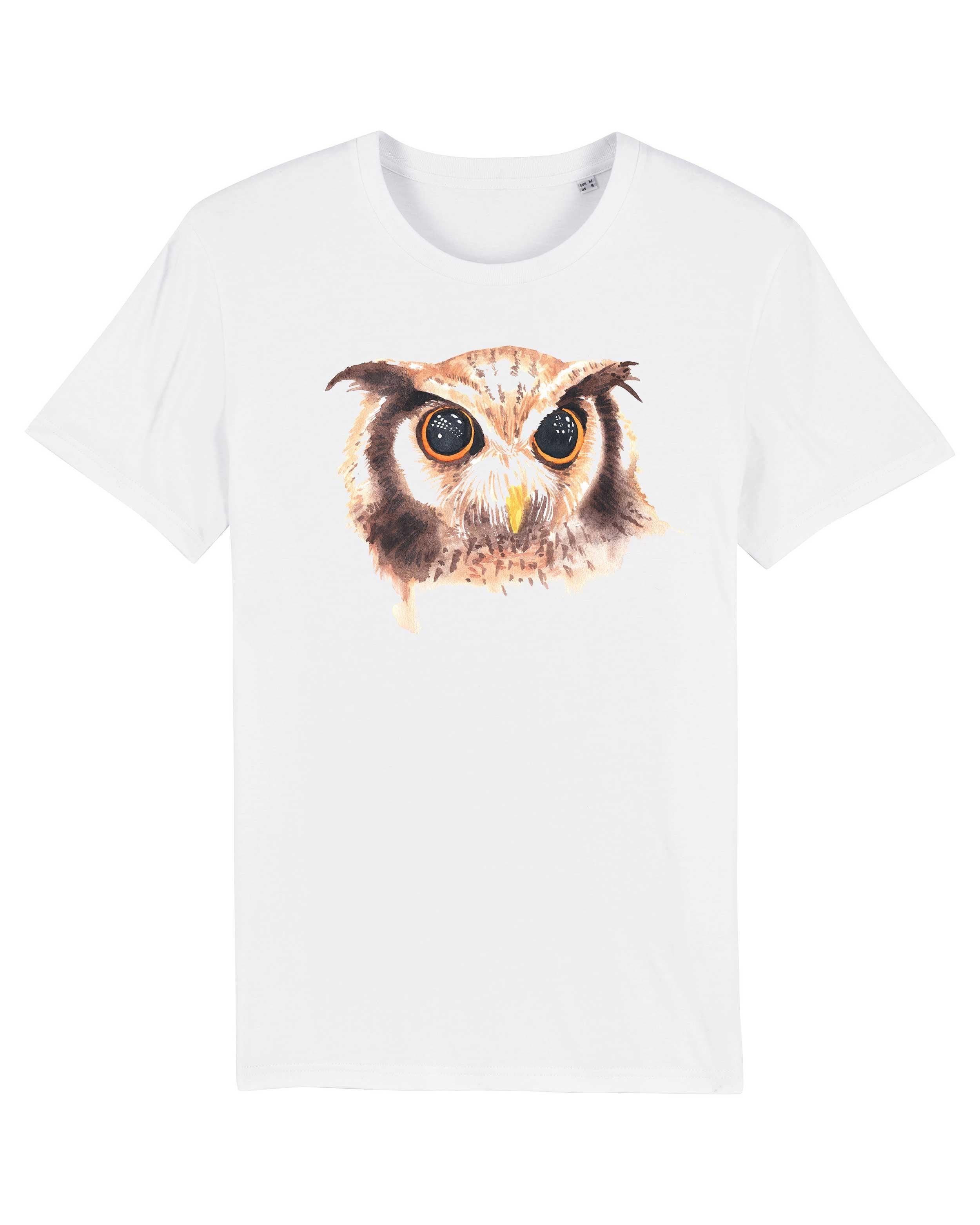 T-Shirt Braune Eule Illustration Tiere, Bio-Baumwolle, Unisex, Damen, Kids