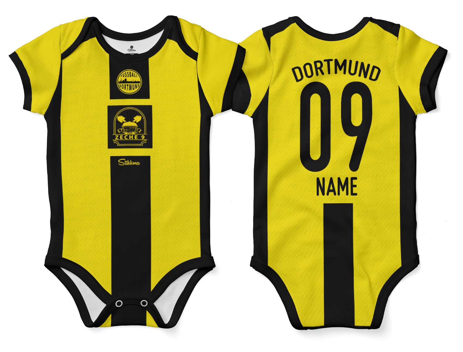 Dortmund Bio-Baumwolle Baby Body Trikot inkl. Name und Nummer (Druck)