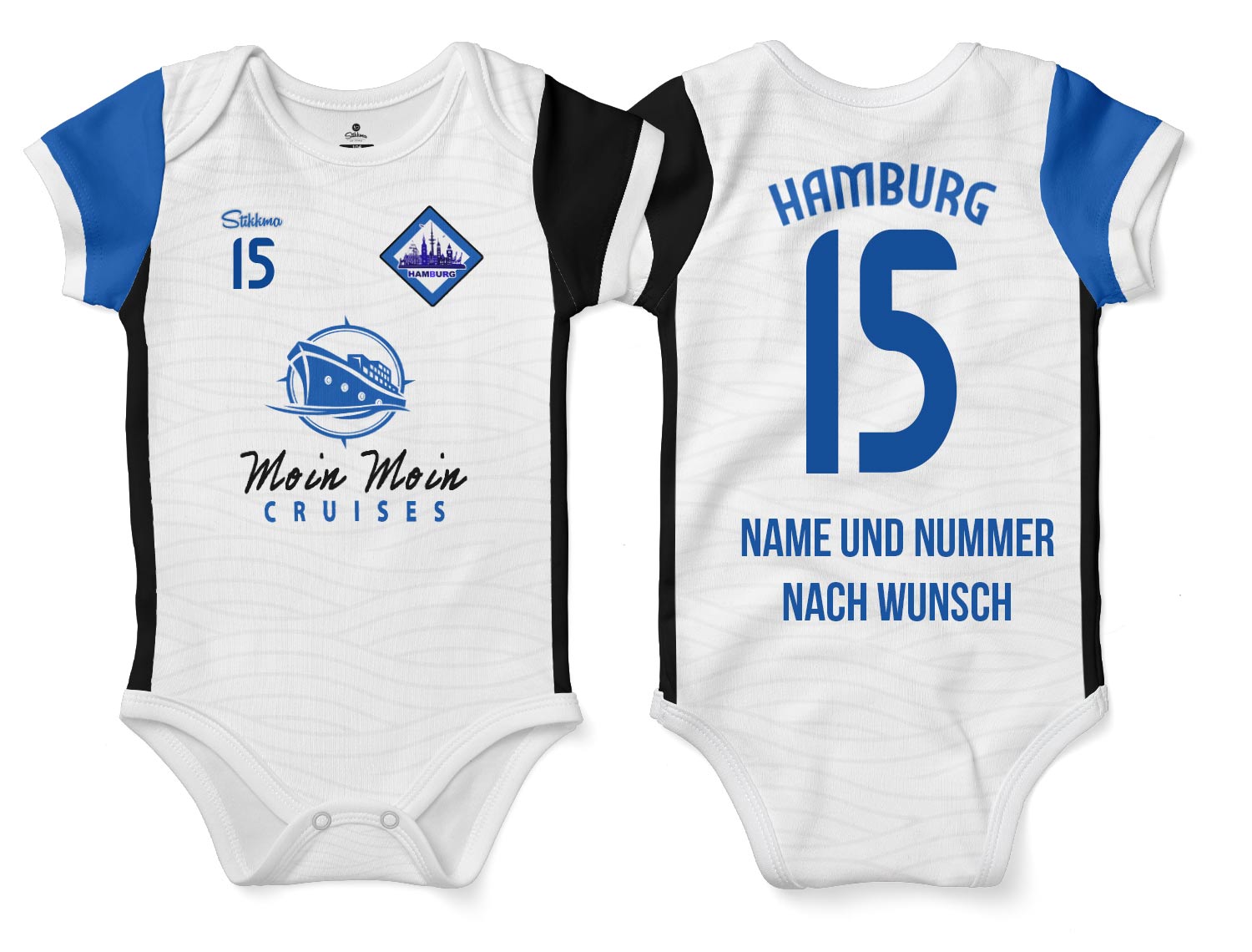 Hamburg Bio-Baumwolle Baby Body Trikot inkl. Name und Nummer (Druck)