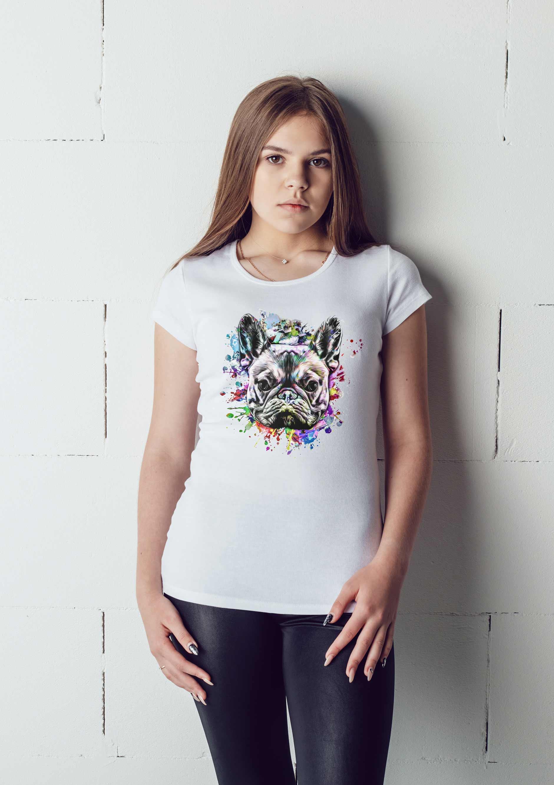 T-Shirt Bulldogge, Bio-Baumwolle, Unisex, Damen, Kids