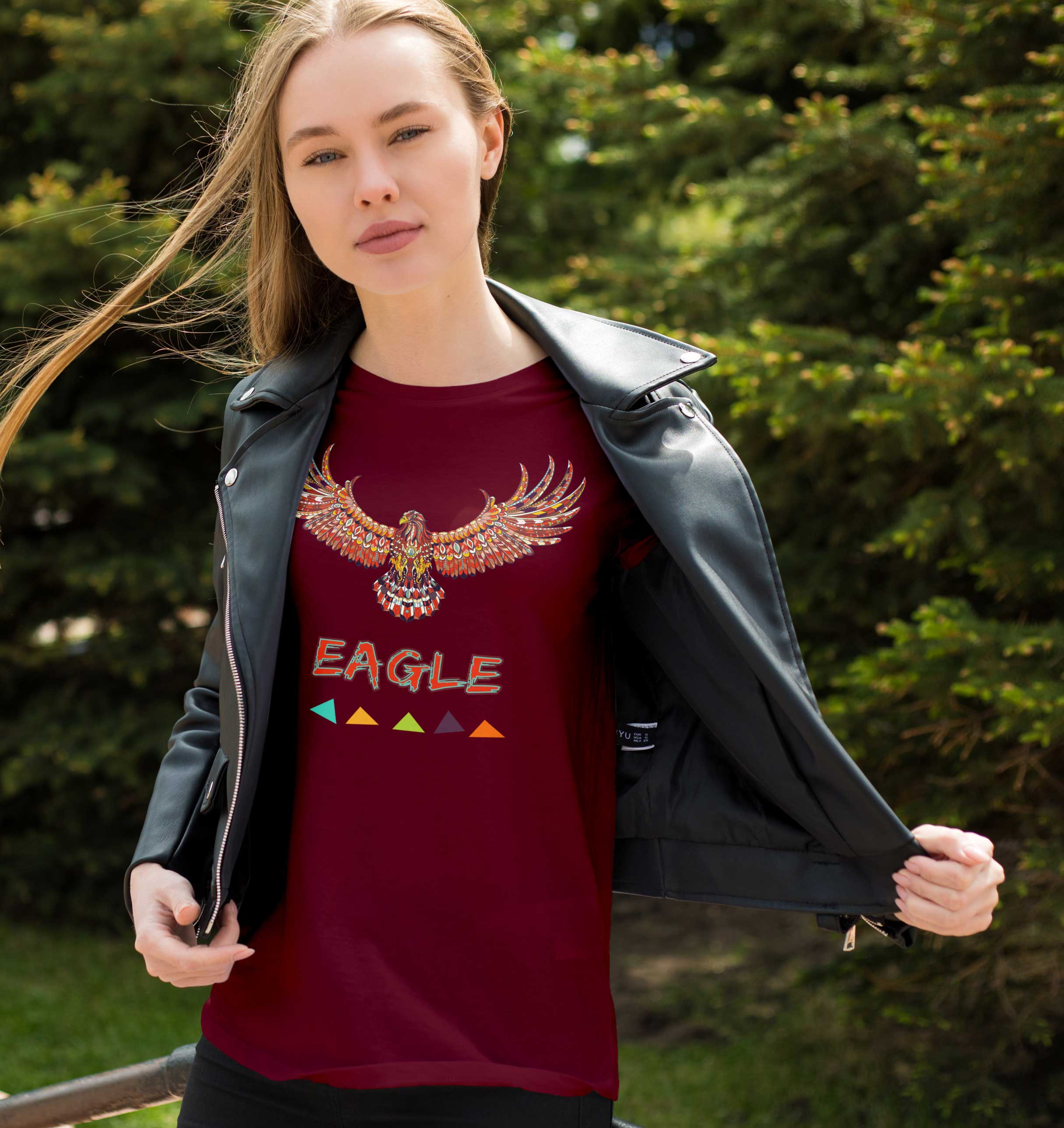 T-Shirt Eagle Bordeaux Tiere, Bio-Baumwolle, Unisex, Damen, Kids