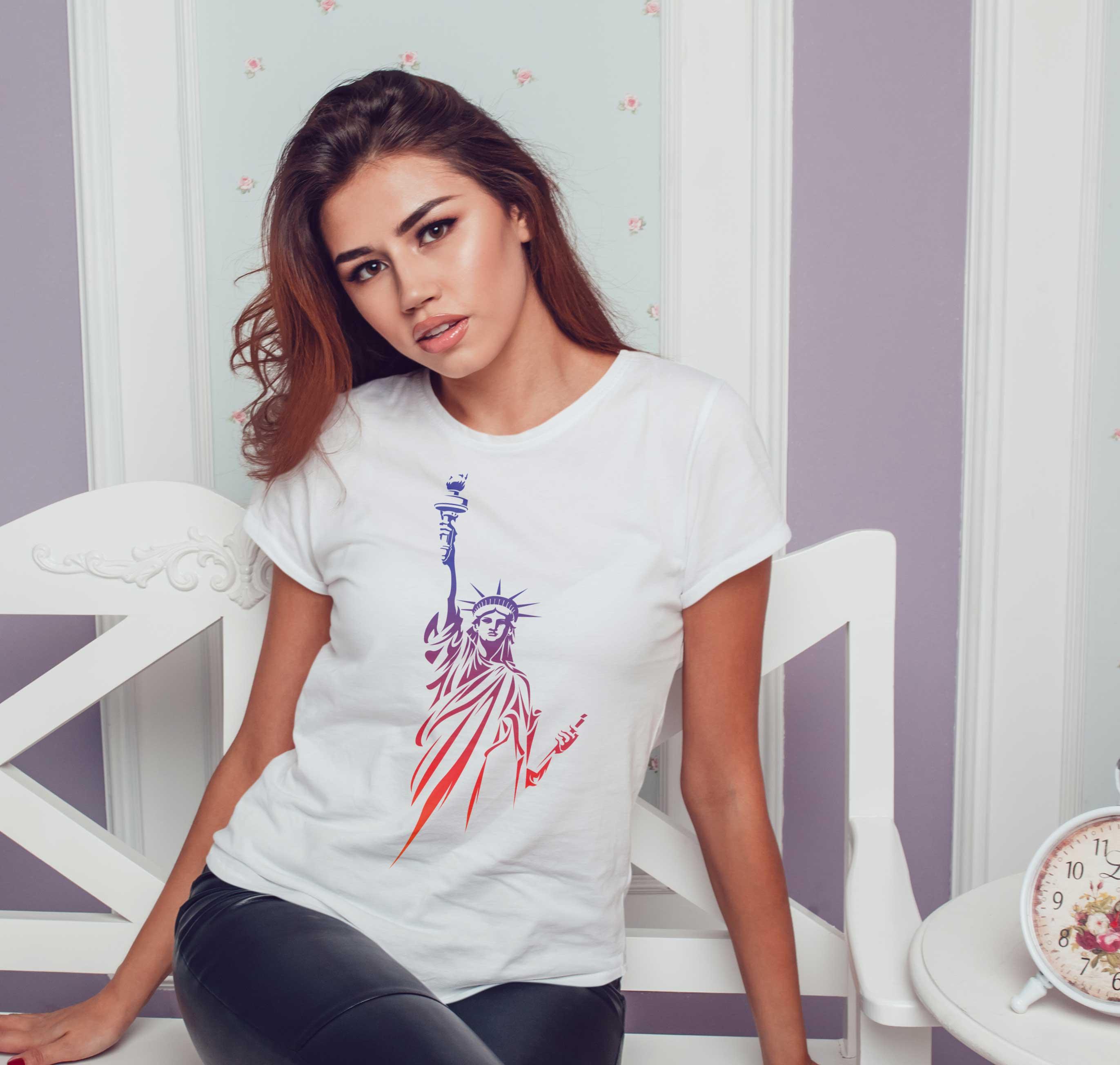 T-Shirt Freiheitsstatue New York Stadt, Bio-Baumwolle, Unisex, Damen, Kids