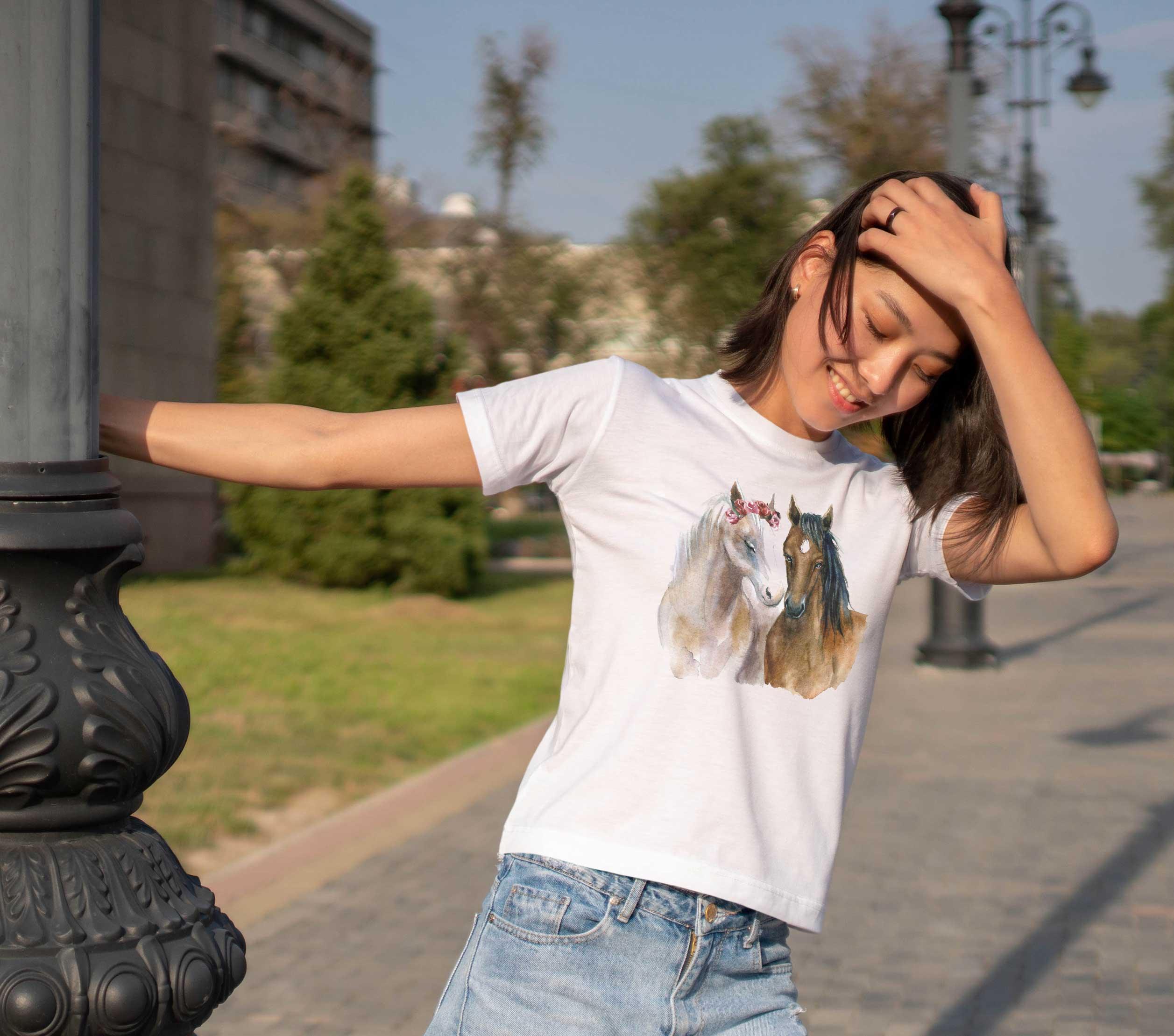 T-Shirt Friends Pferde, Bio-Baumwolle, Unisex, Damen, Kids