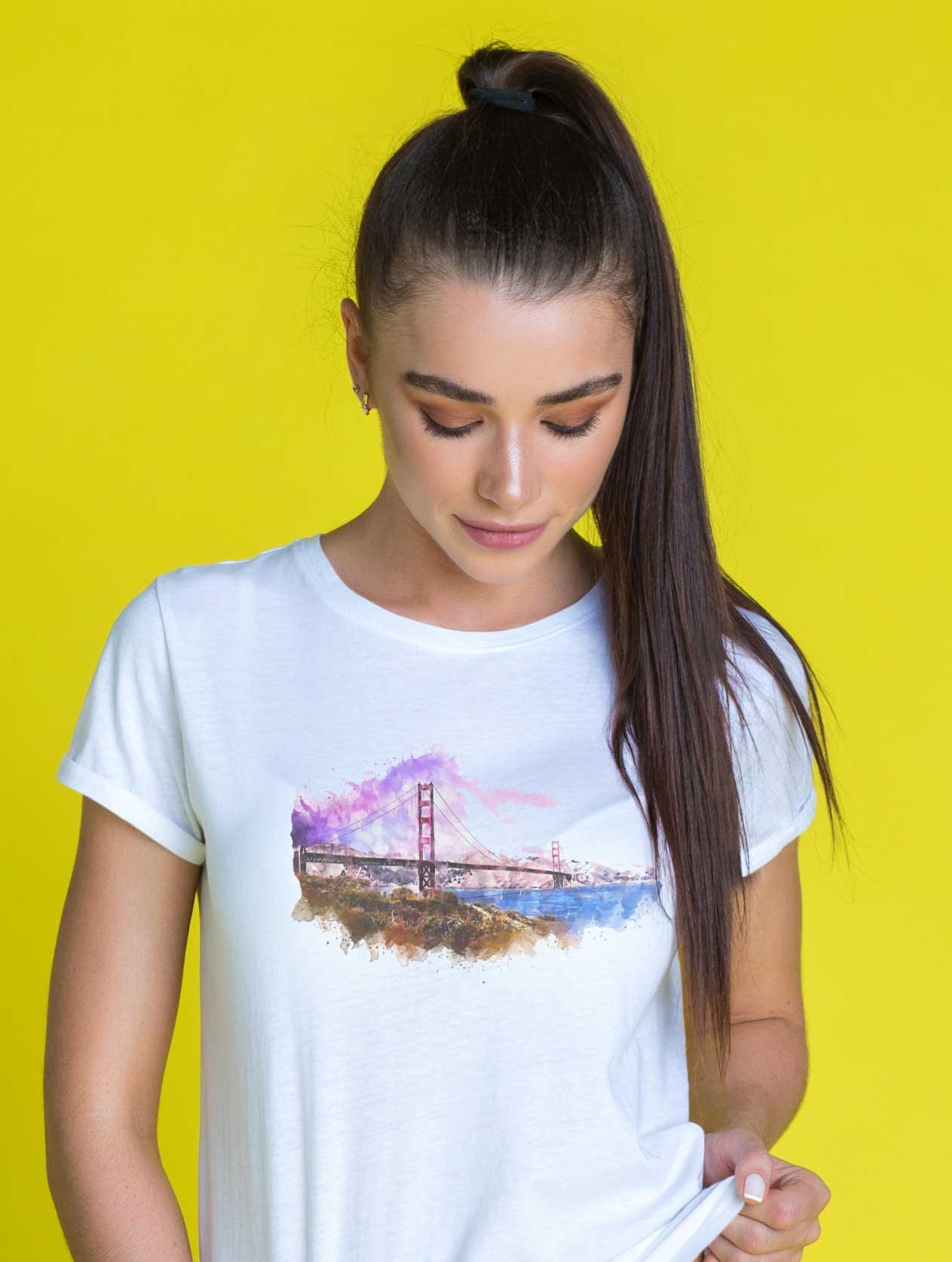 T-Shirt Golden Gate San Francisco Stadt, Bio-Baumwolle, Unisex, Damen, Kids