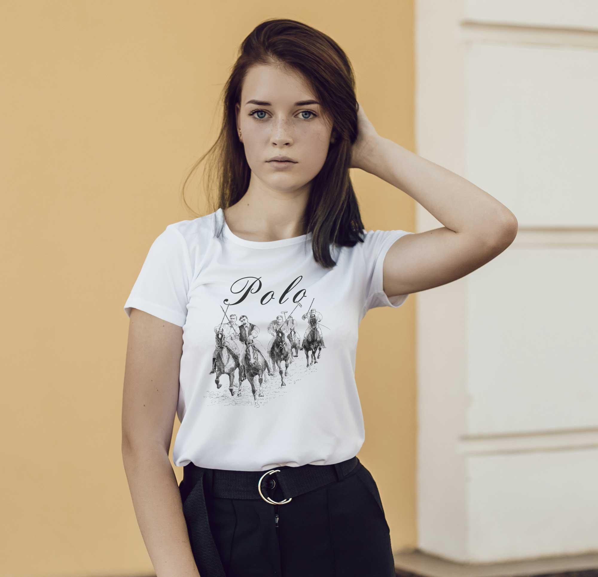 T-Shirt HIstoric Polo Pferd, Bio-Baumwolle, Unisex, Damen, Kids