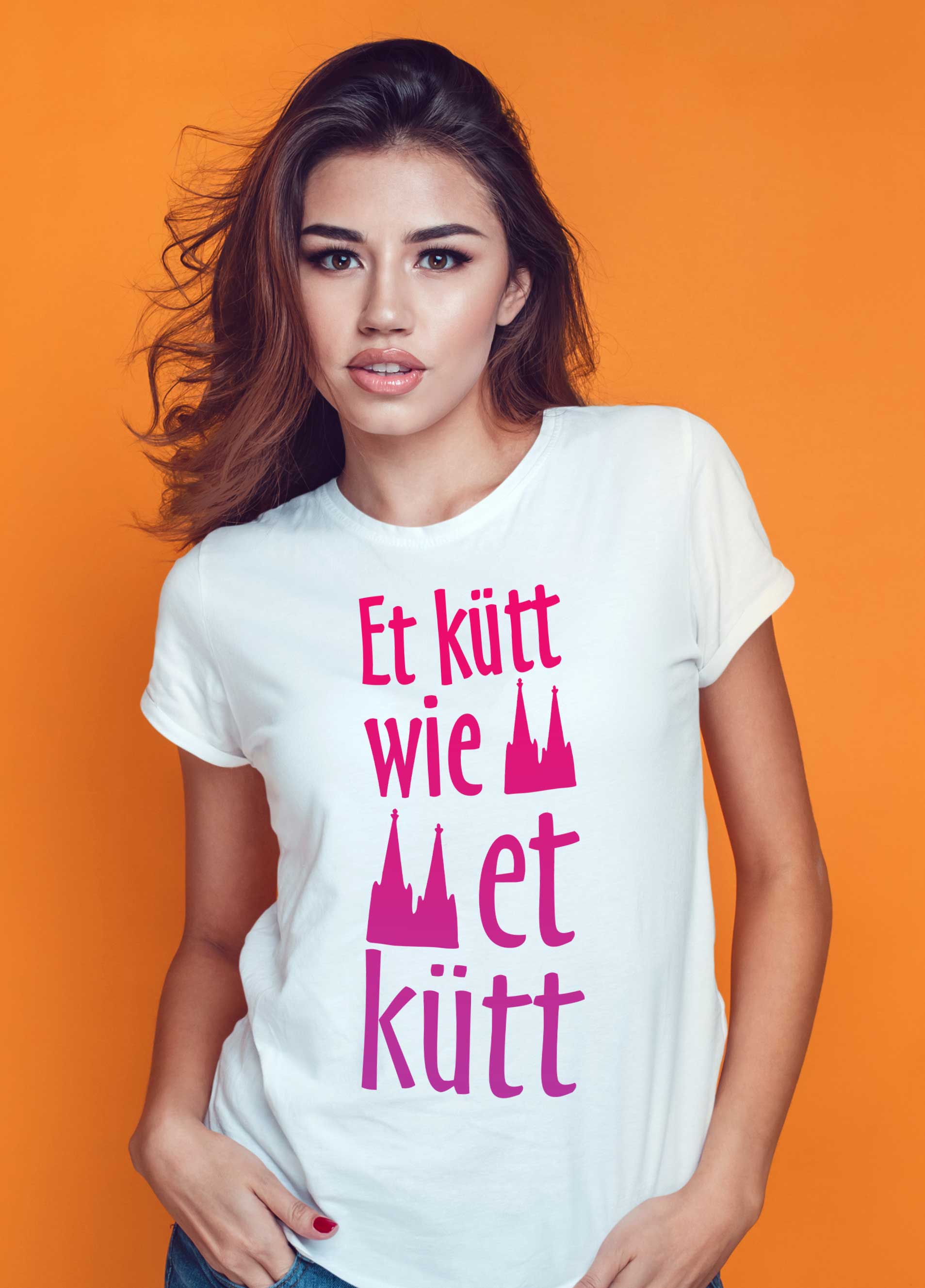 T-Shirt Köln "Et kütt wie et kütt" Stadt, Bio-Baumwolle, Unisex, Damen, Kids