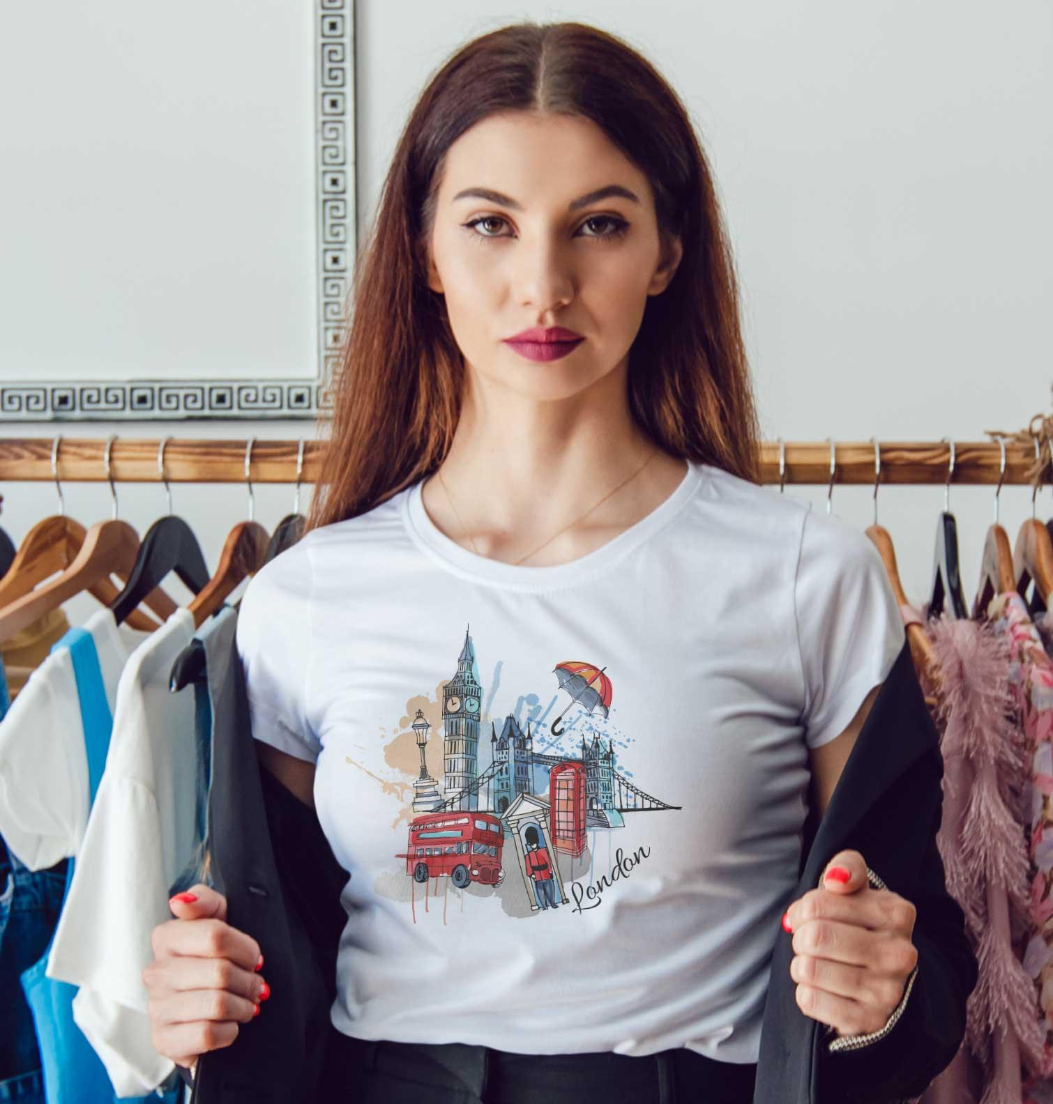 T-Shirt London 5 Stadt, Bio-Baumwolle, Unisex, Damen, Kids
