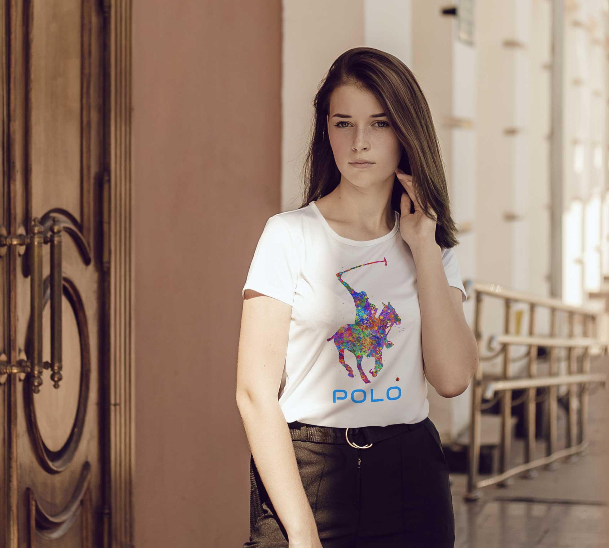 T-Shirt Polo Pferd, Bio-Baumwolle, Unisex, Damen, Kids