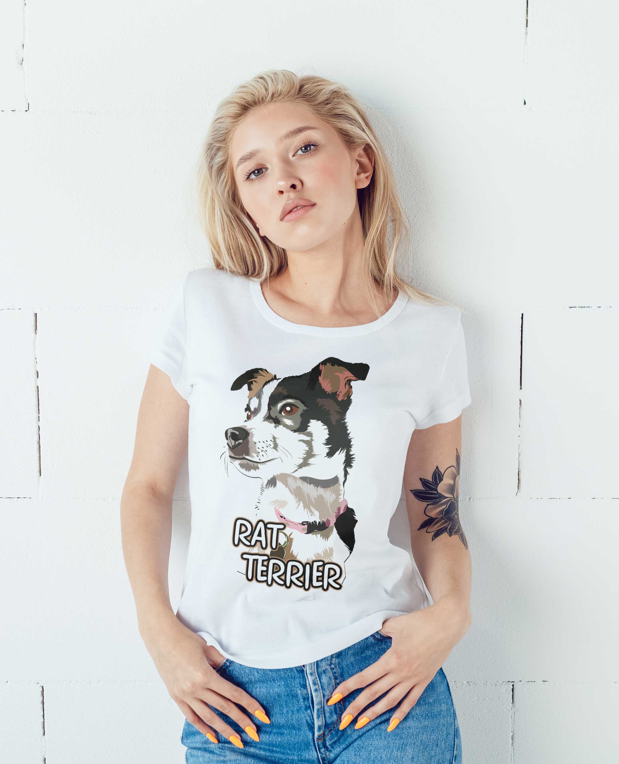 T-Shirt Rat Terrier, Bio-Baumwolle, Unisex, Damen, Kids