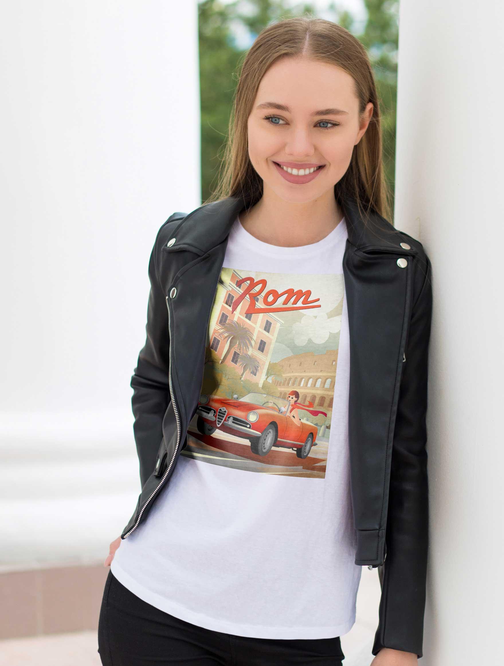 T-Shirt Rom Retro Stadt, Bio-Baumwolle, Unisex, Damen, Kids