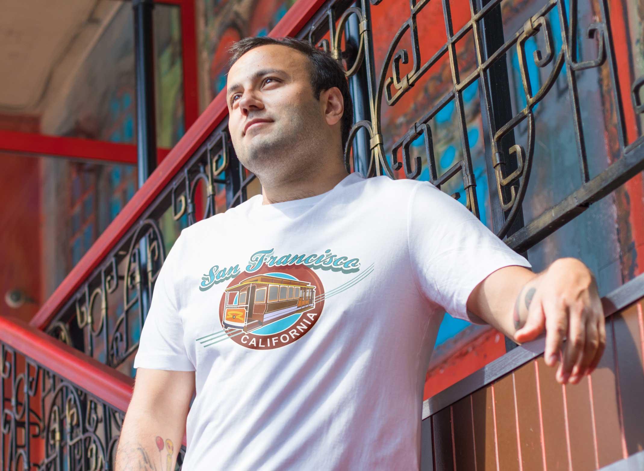 T-Shirt San Francisco Cable Car Stadt, Bio-Baumwolle, Unisex, Damen, Kids