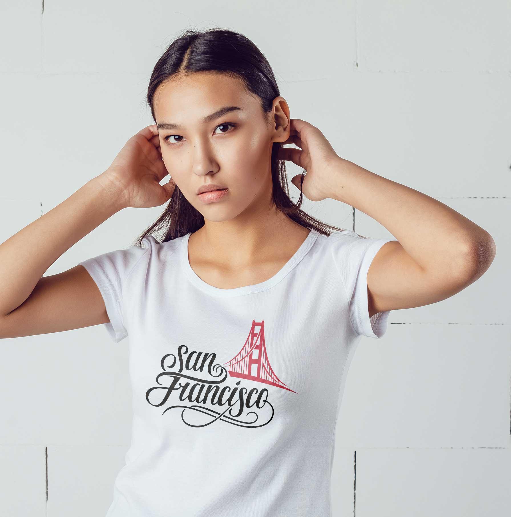 T-Shirt San Francisco Stadt, Bio-Baumwolle, Unisex, Damen, Kids