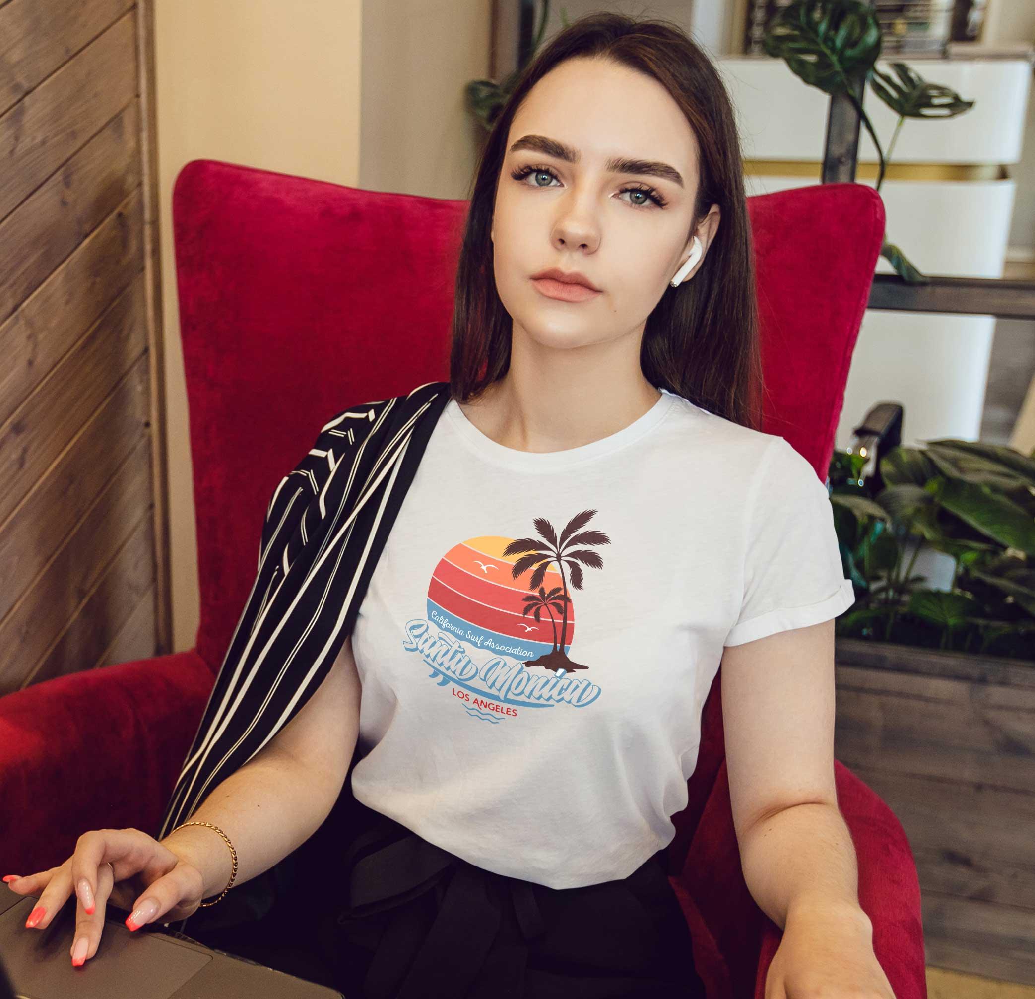 T-Shirt Santa Monica Stadt, Bio-Baumwolle, Unisex, Damen, Kids