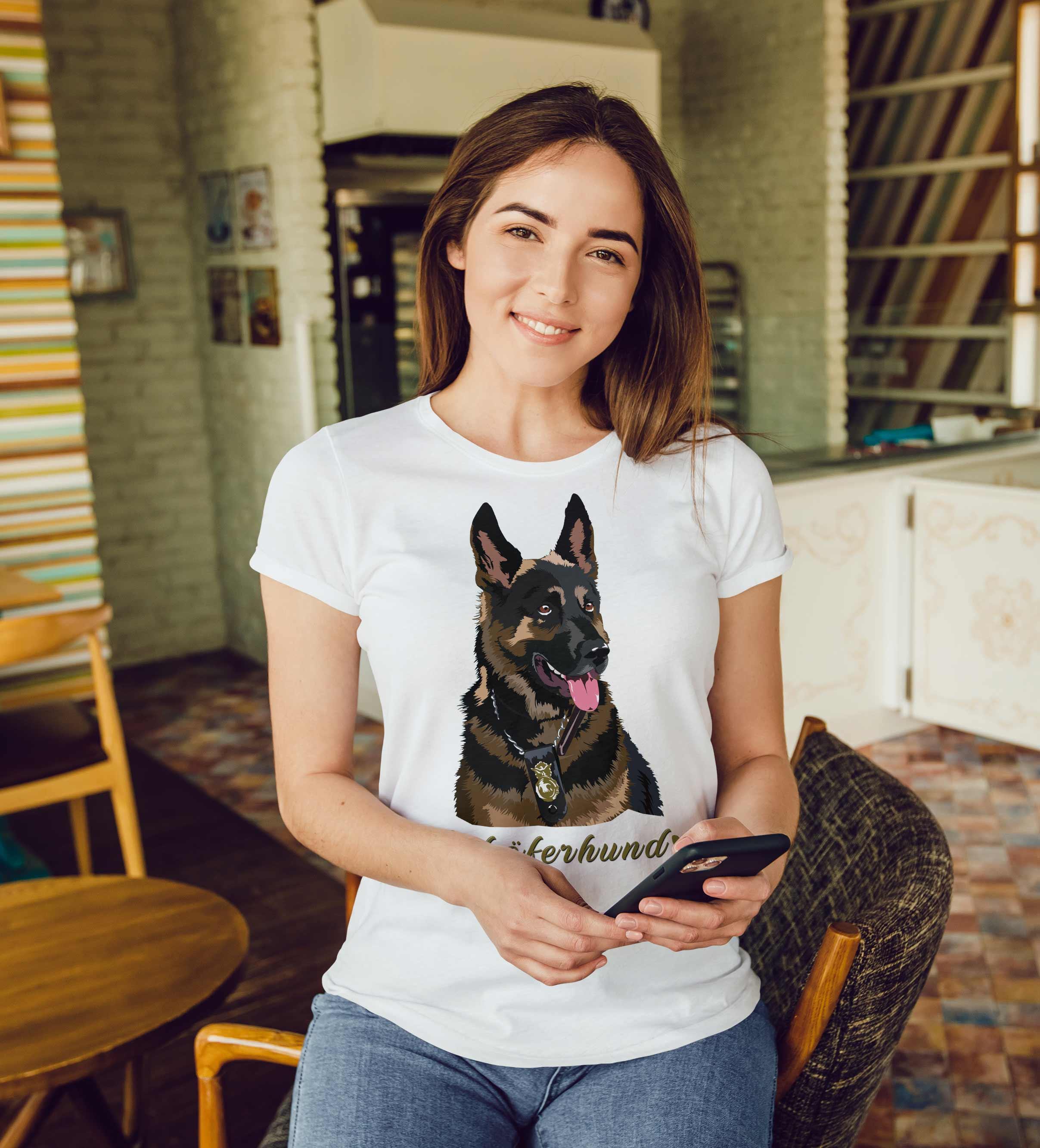 T-Shirt Schäferhund, Bio-Baumwolle, Unisex, Damen, Kids