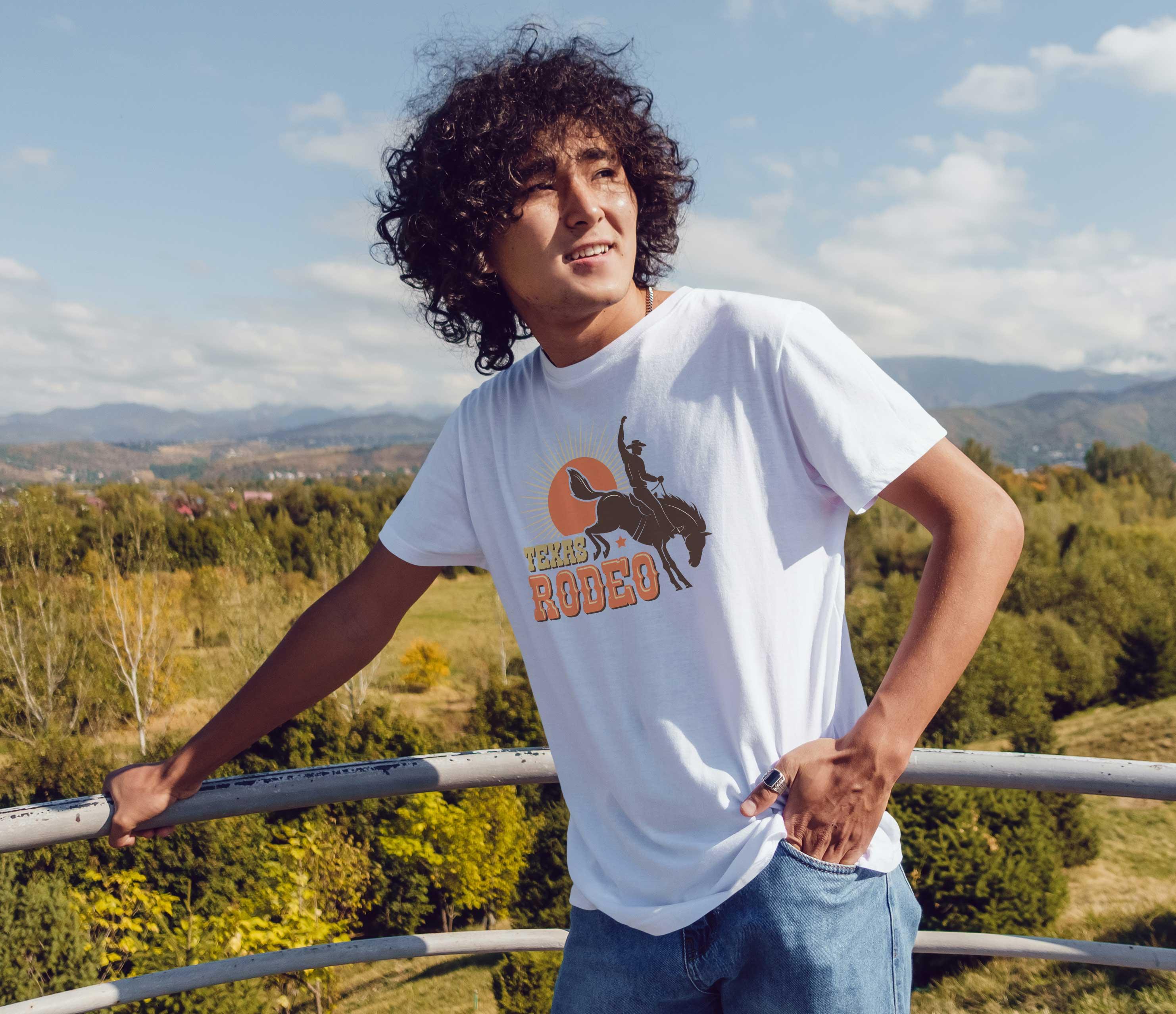 T-Shirt Texas Rodeo Pferd, Bio-Baumwolle, Unisex, Damen, Kids