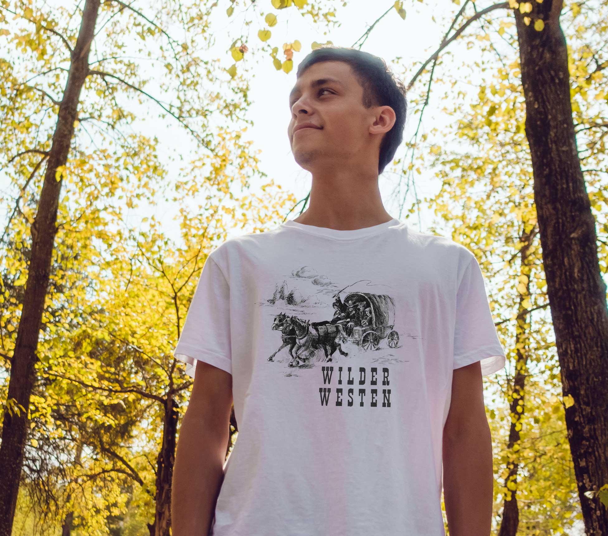 T-Shirt Wilder Westen Pferd, Bio-Baumwolle, Unisex, Damen, Kids