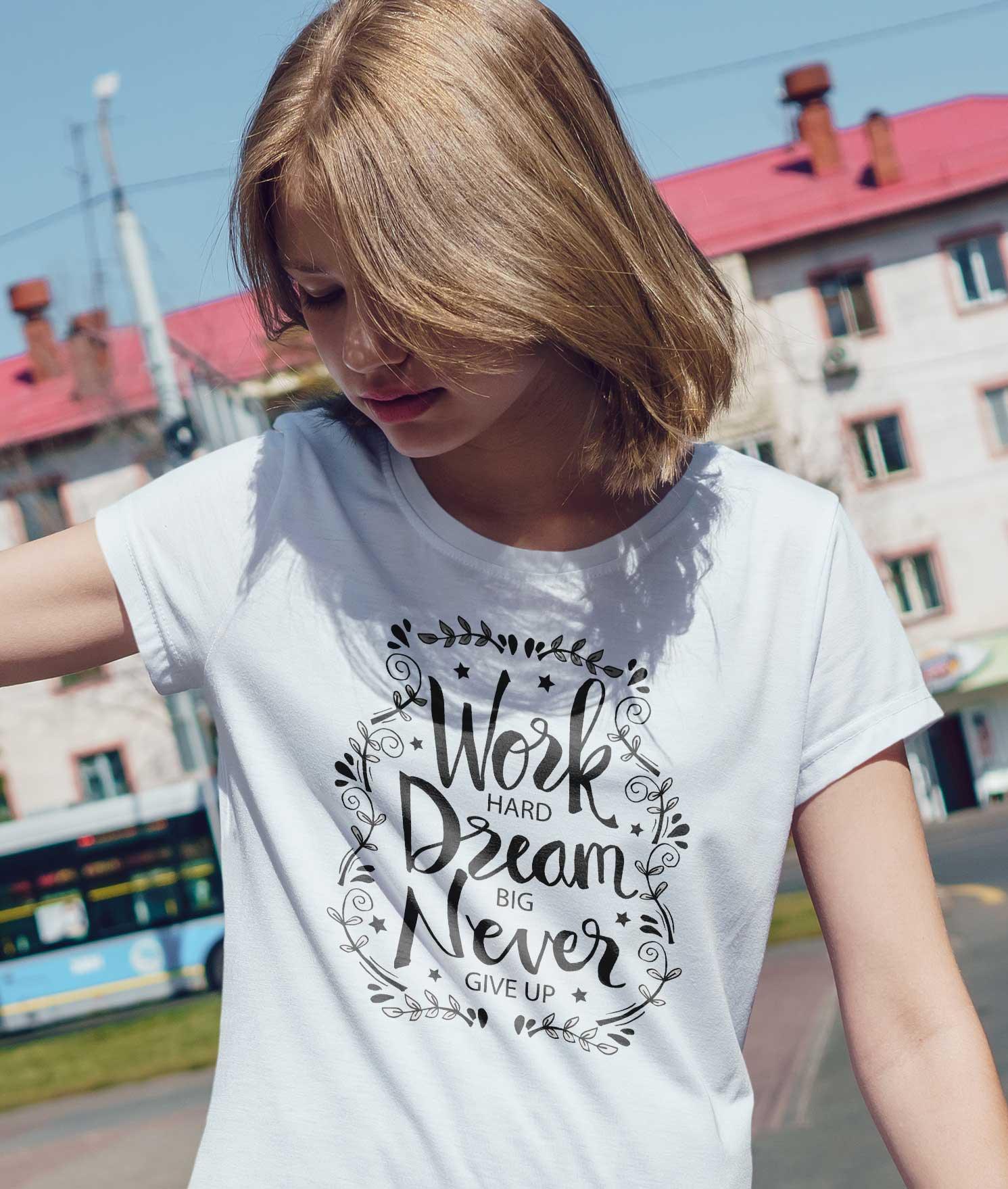 T-Shirt Work Dream Sprüche, Bio-Baumwolle, Unisex, Damen, Kids