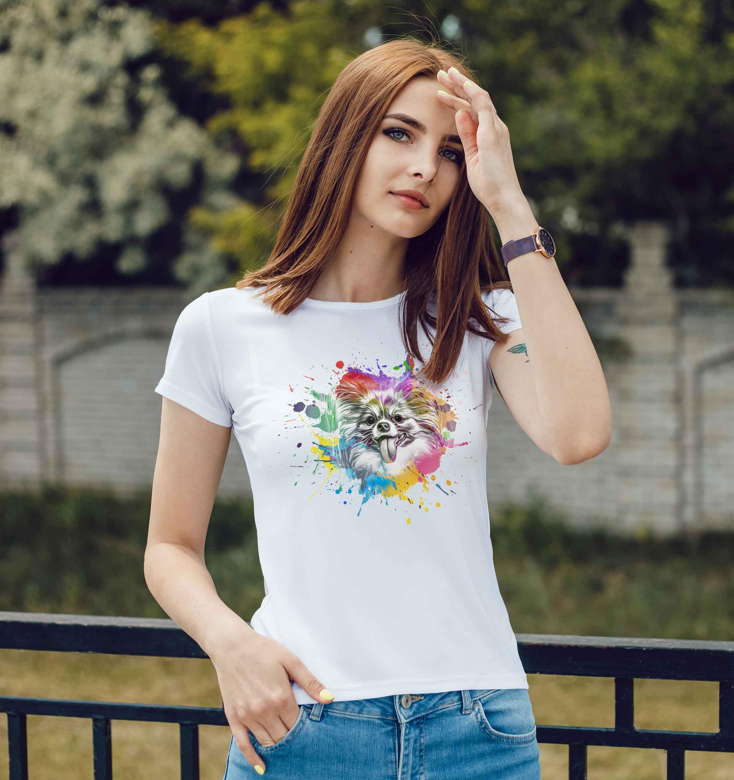 T-Shirt Bunter Chihuahua, Bio-Baumwolle, Unisex, Damen, Kids