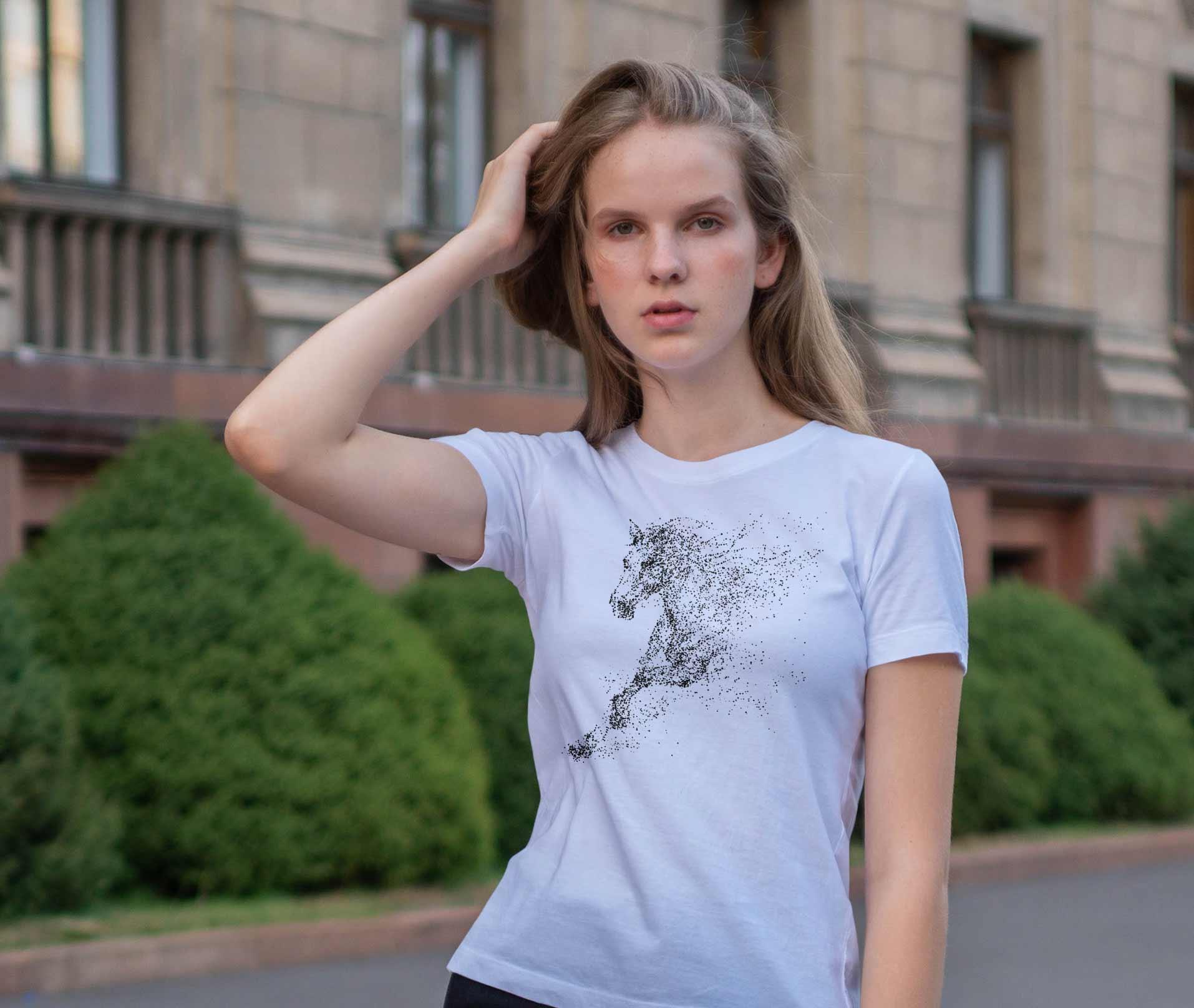 T-Shirt galoppierendes Pferd, Bio-Baumwolle, Unisex, Damen, Kids