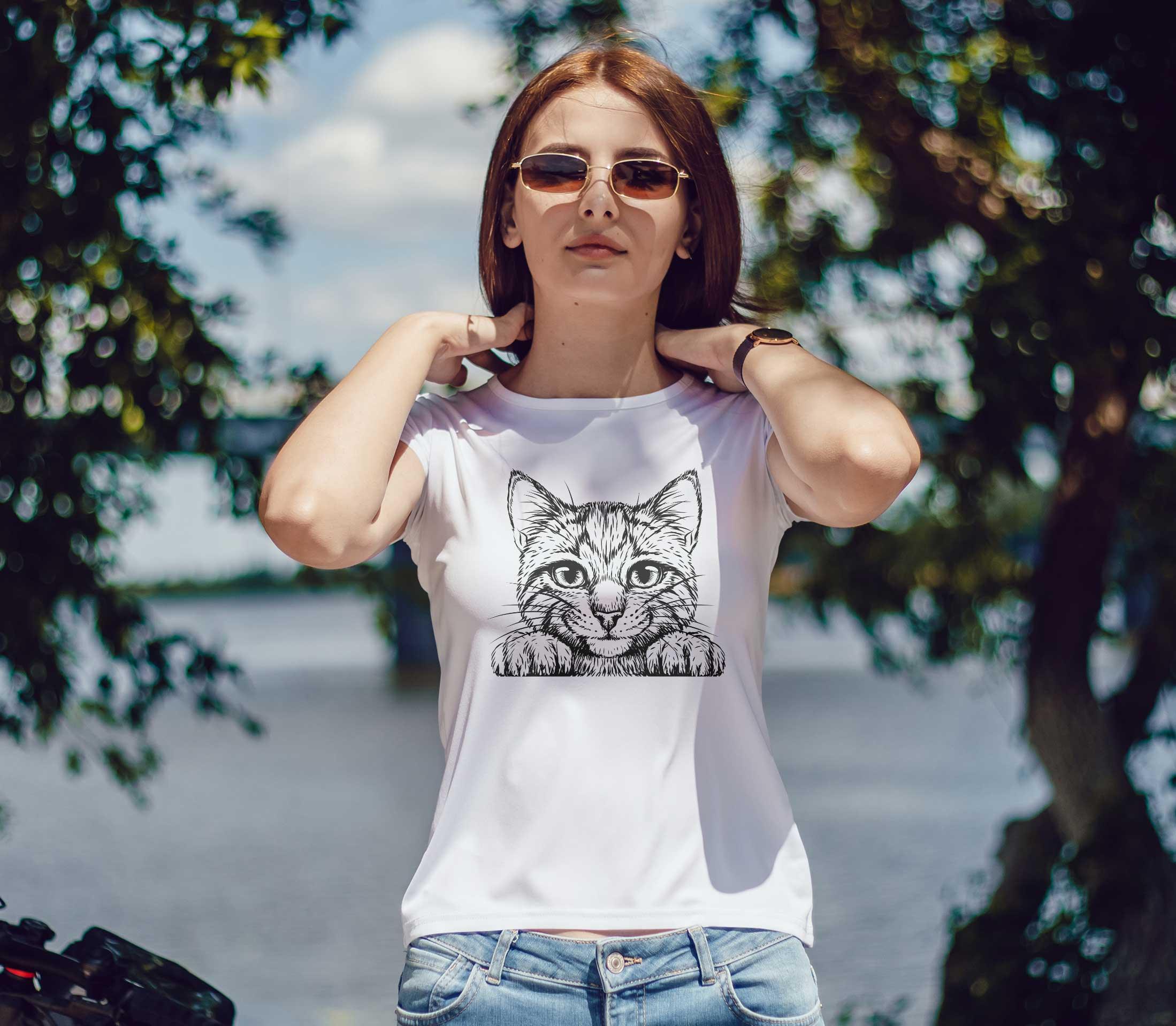 T-Shirt süße Katze, Bio-Baumwolle, Unisex, Damen, Kids