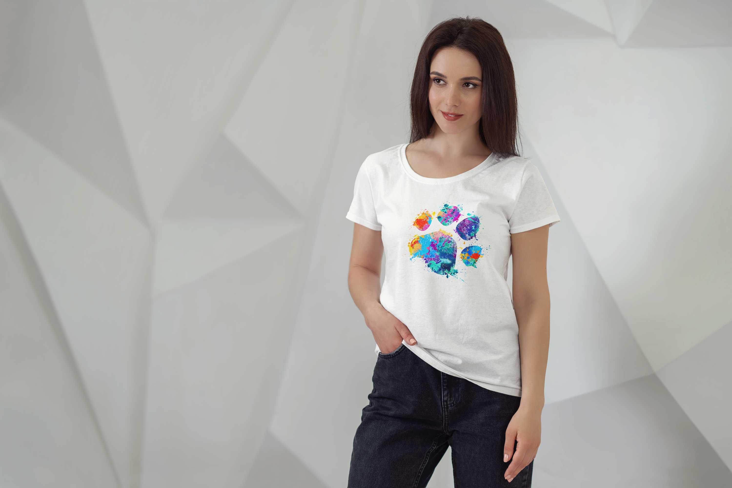 T-Shirt Saint Bunte Pfote Bio-Baumwolle, Unisex, Damen, Kids