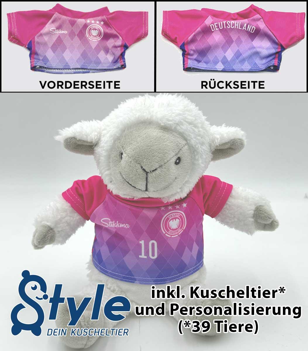 Kuscheltier personalisierbar mit Deutschland Auswärtstrikot für die EM2024 inkl. kostenloser Personalisierung