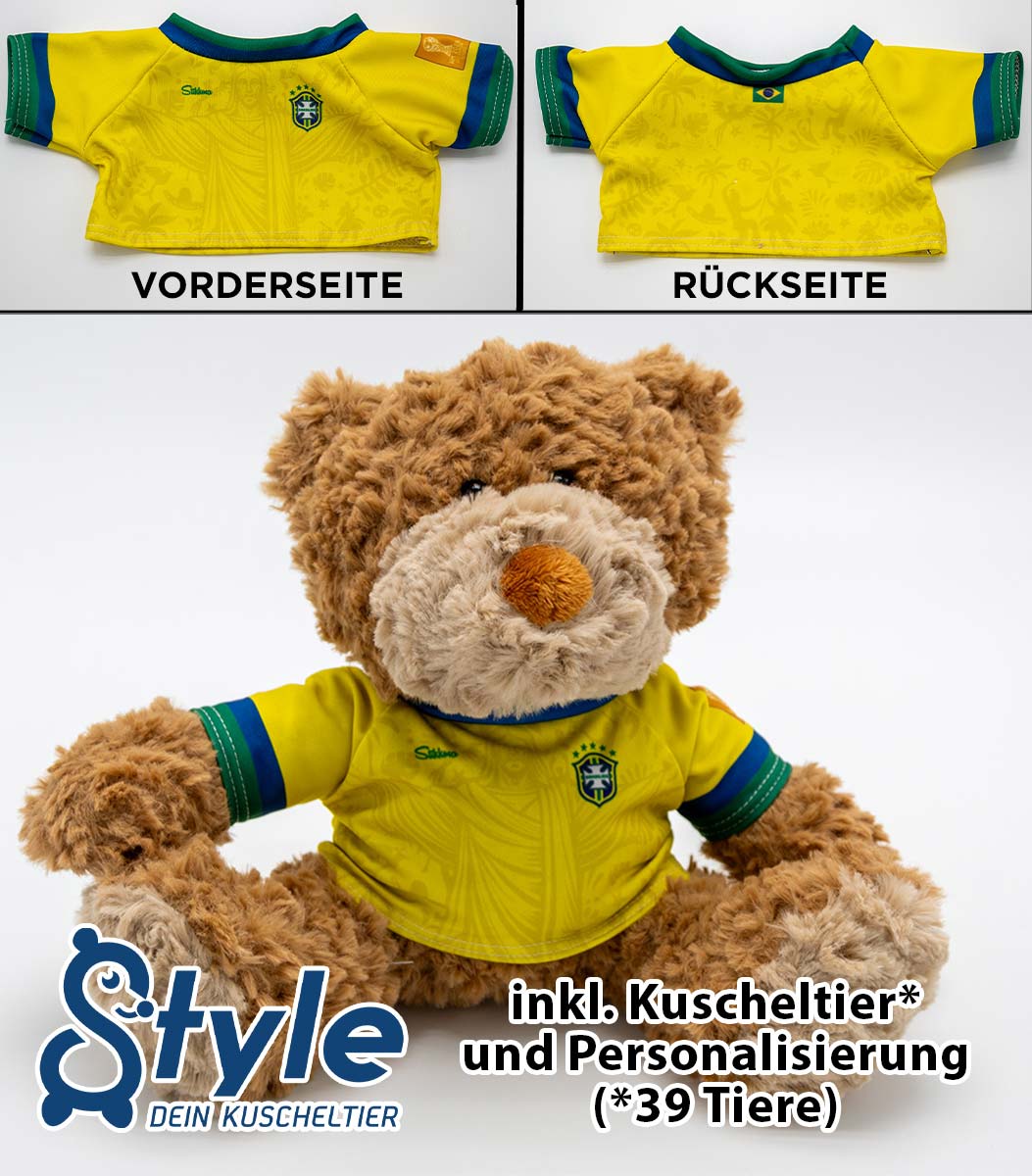 Kuscheltier personalisierbar mit Fan Trikot Brasilien WM2026 inkl. kostenloser Personalisierung