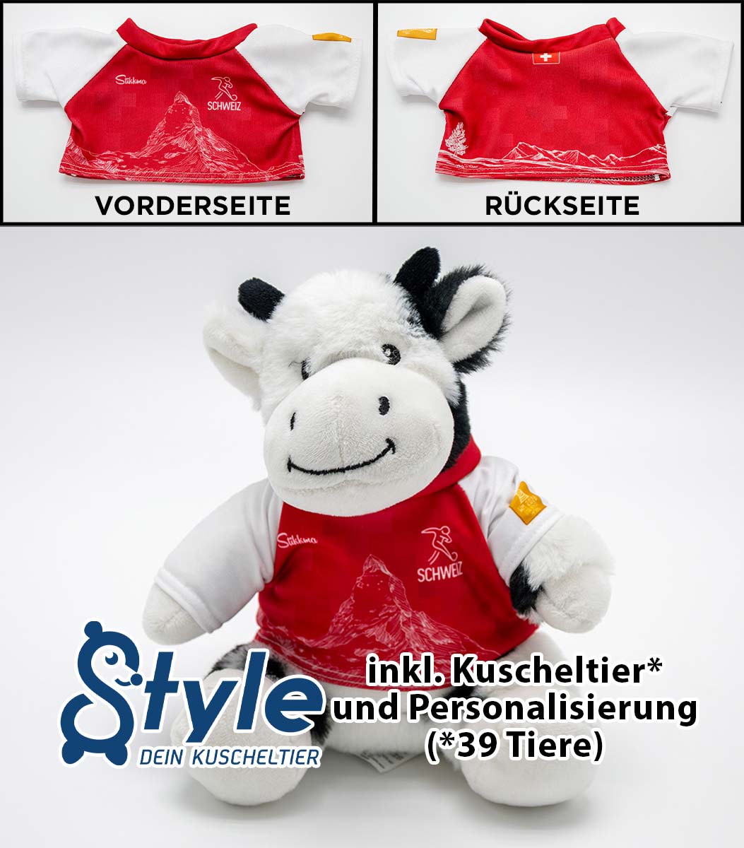 Kuscheltier personalisierbar mit Fan Trikot Schweiz WM2026 inkl. kostenloser Personalisierung