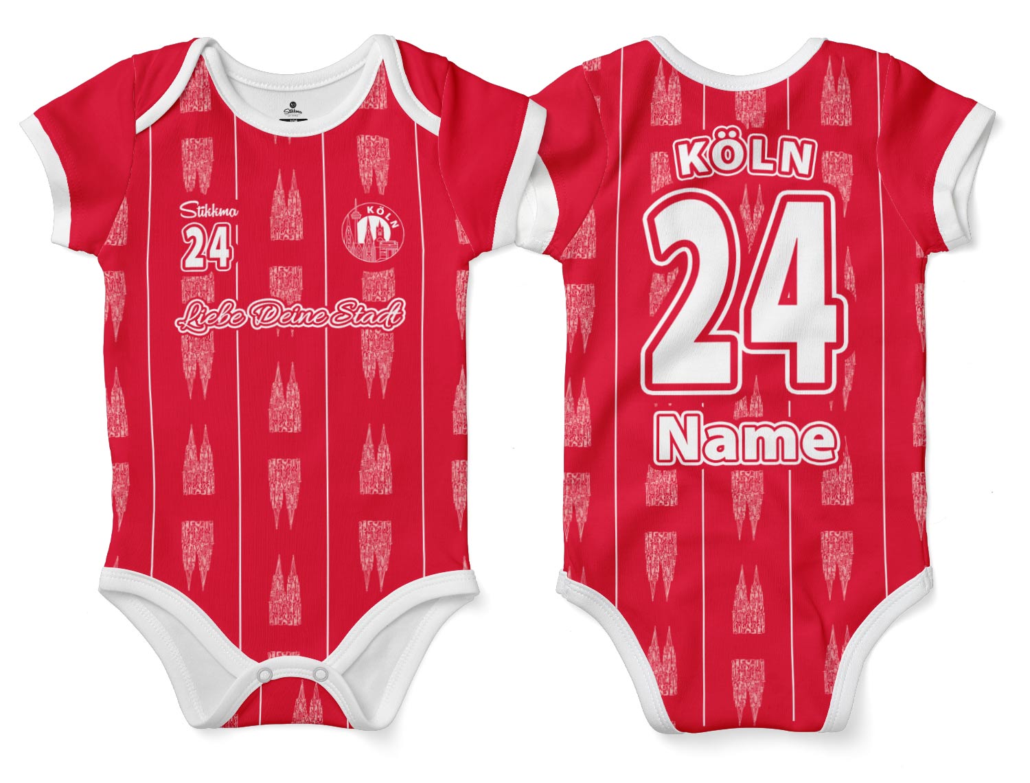 Köln Bio-Baumwolle Baby Body Trikot inkl. Name und Nummer (Druck)