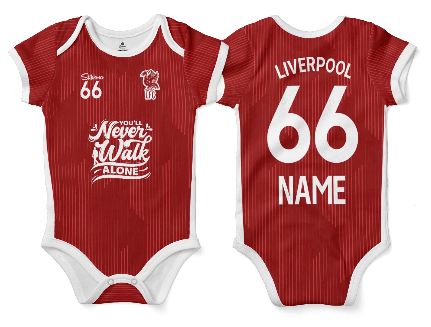 Liverpool Bio-Baumwolle Baby Body Trikot inkl. Name und Nummer (Druck)