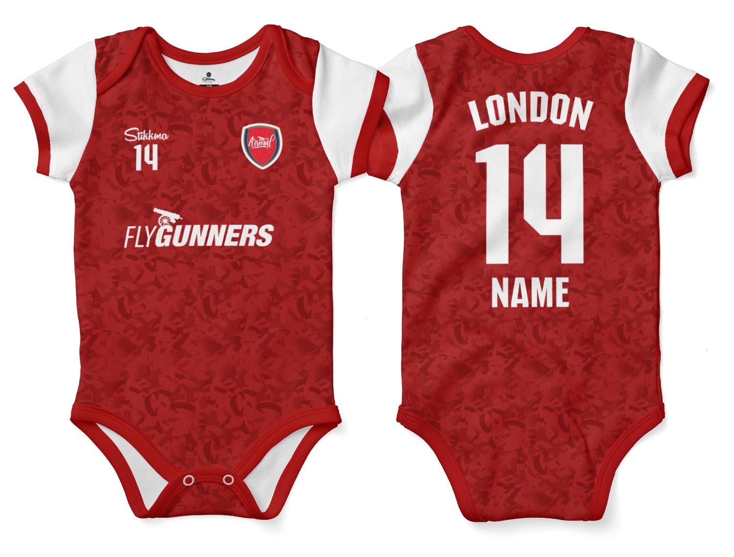 London Bio-Baumwolle Baby Body Trikot inkl. Name und Nummer (Druck)