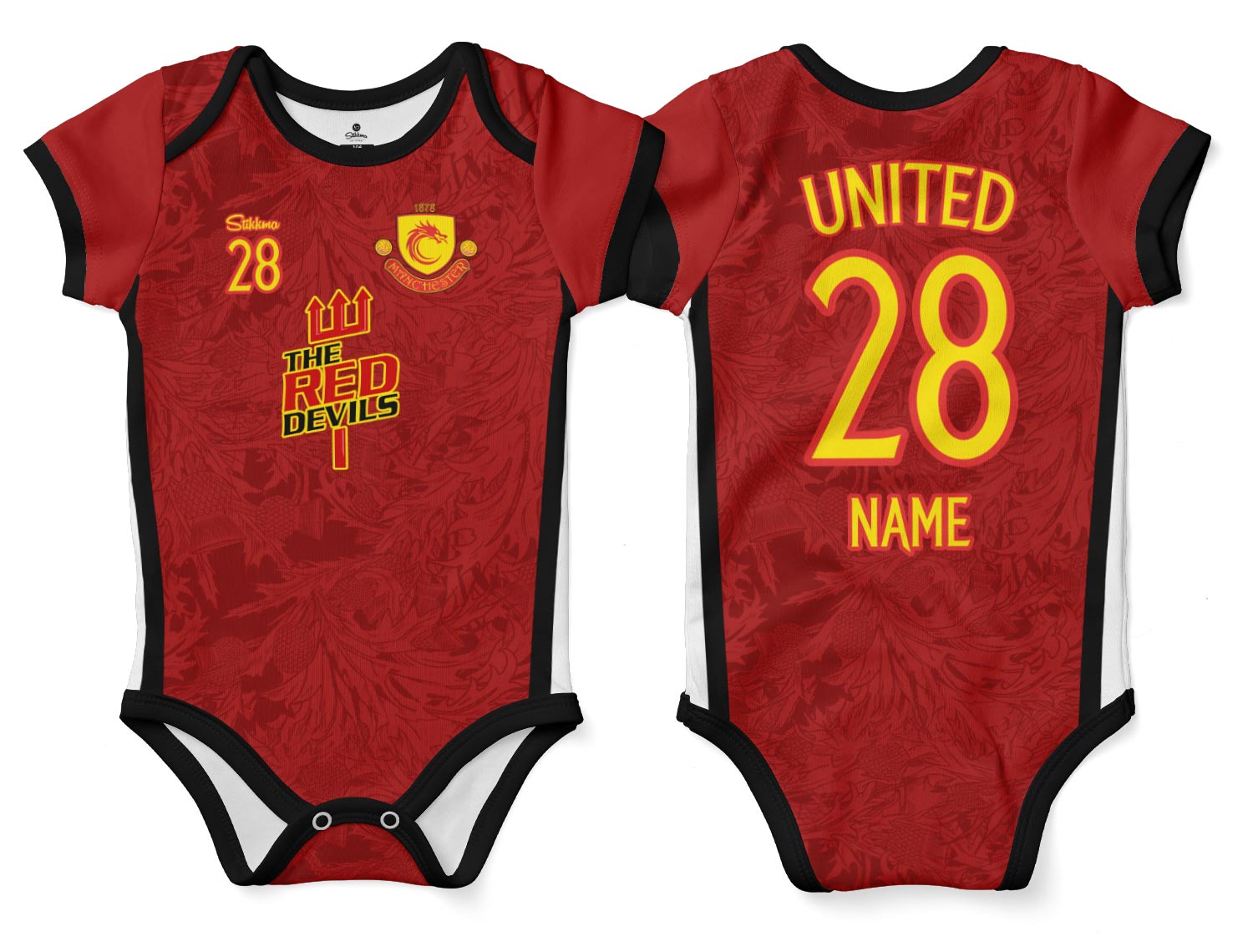 United Bio-Baumwolle Baby Body Trikot inkl. Name und Nummer (Druck)