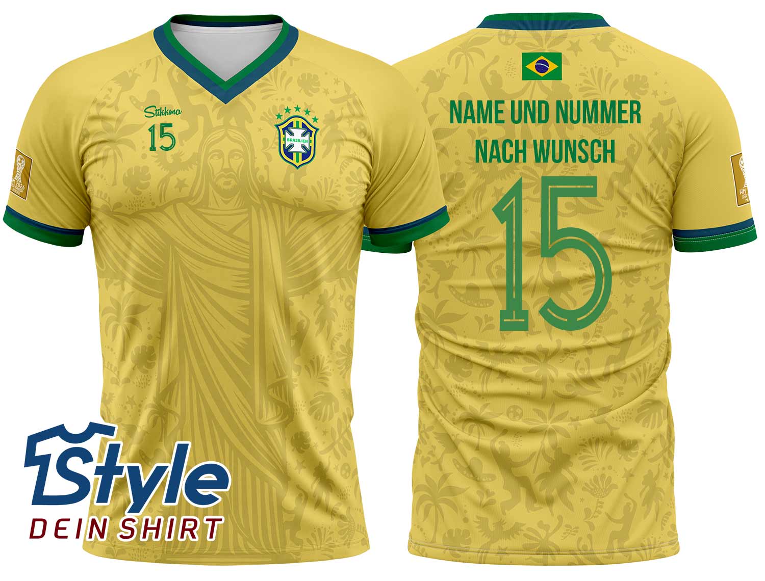 Braslilien WM 2026 Fan-Trikot "90 14" inkl. Name und Nummer (Druck)