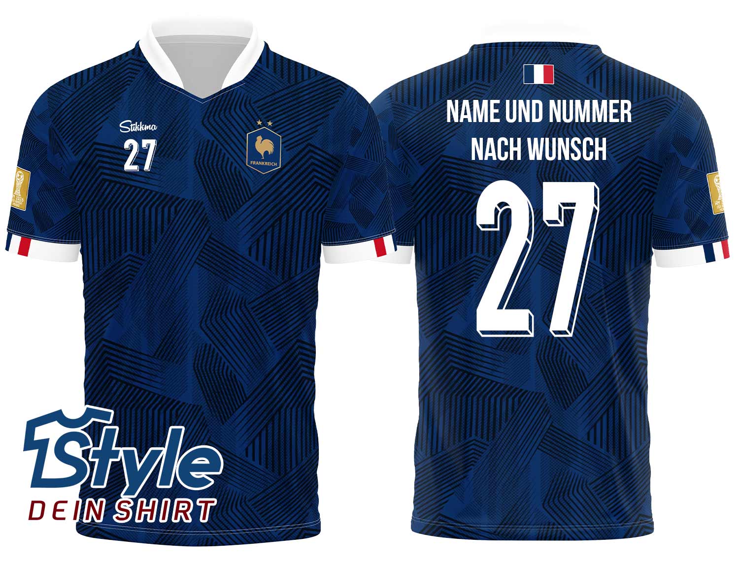 Frankreich WM 2026 Fan-Trikot Heim inkl. Name und Nummer (Druck)