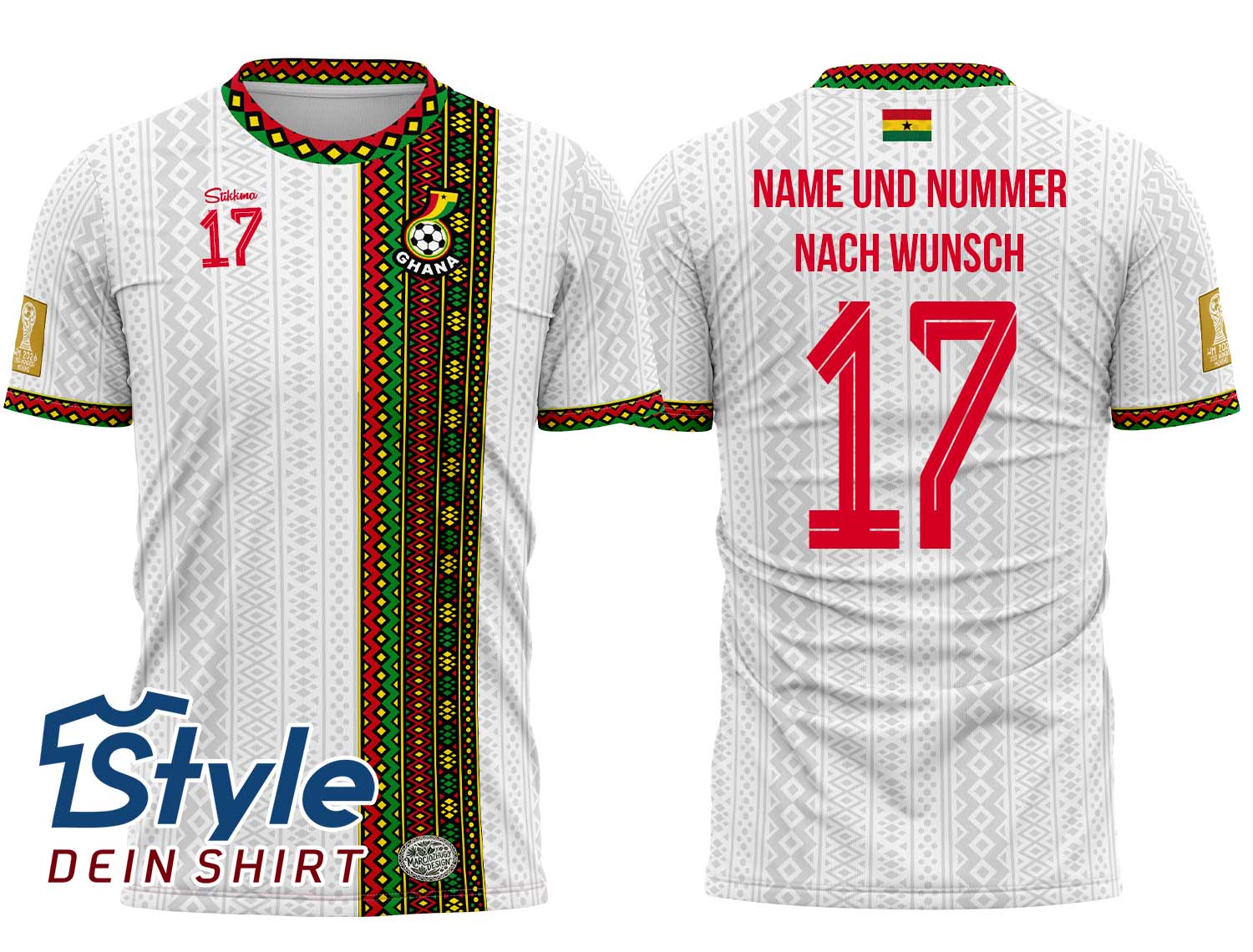 Ghana WM 2026 Fan-Trikot inkl. Name und Nummer (Druck)