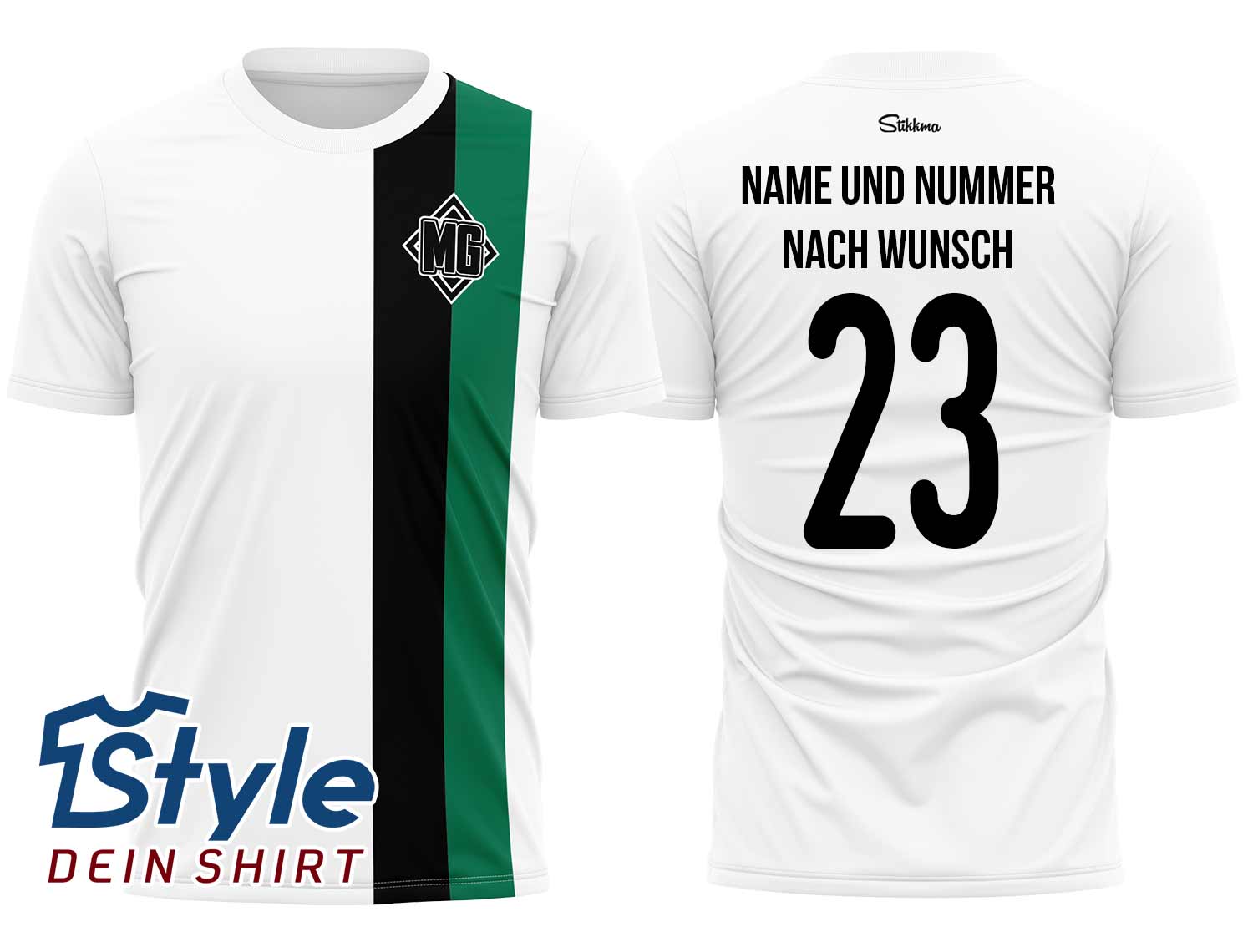 Mönchengladbach Retro Fan-Trikot 70er Jahre inkl. Name und Nummer (Druck)