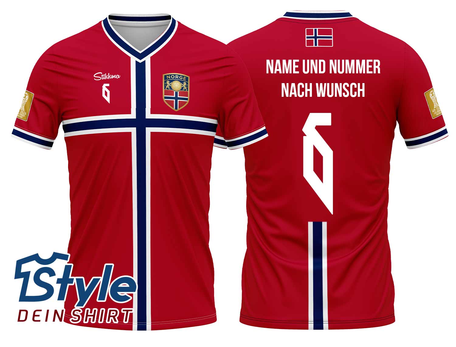 Norwegen WM 2026 Fan-Trikot inkl. Name und Nummer (Druck)